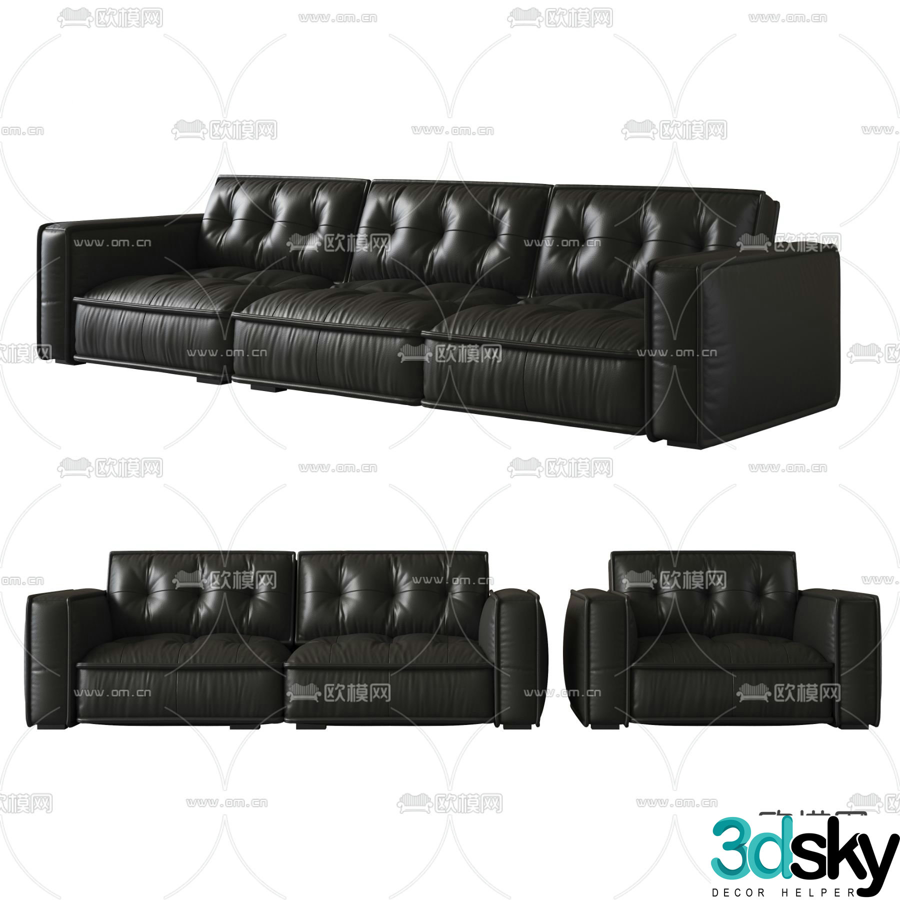 Modern leather sofa 3d model