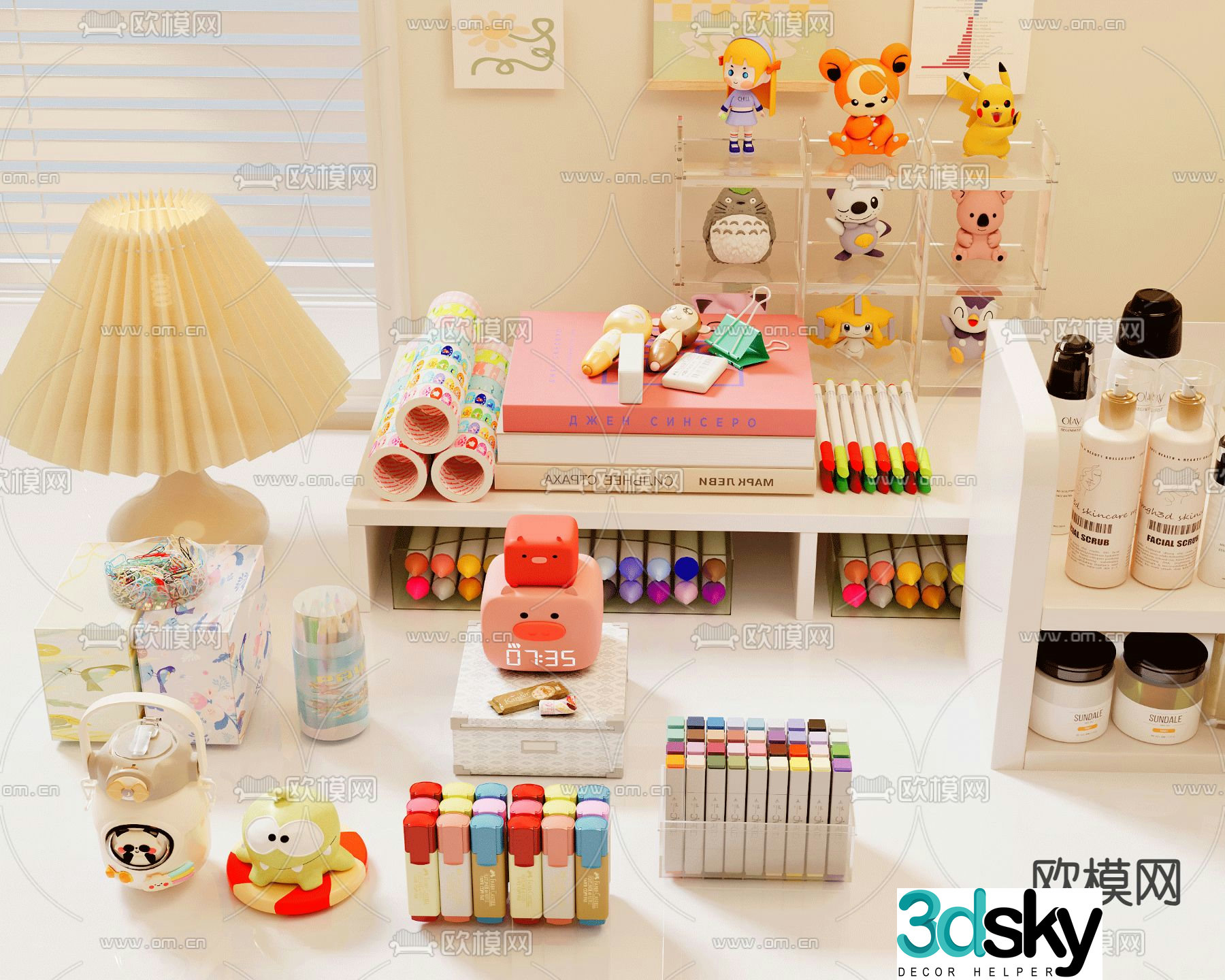 Children’s products color pens dolls water cups 3D model