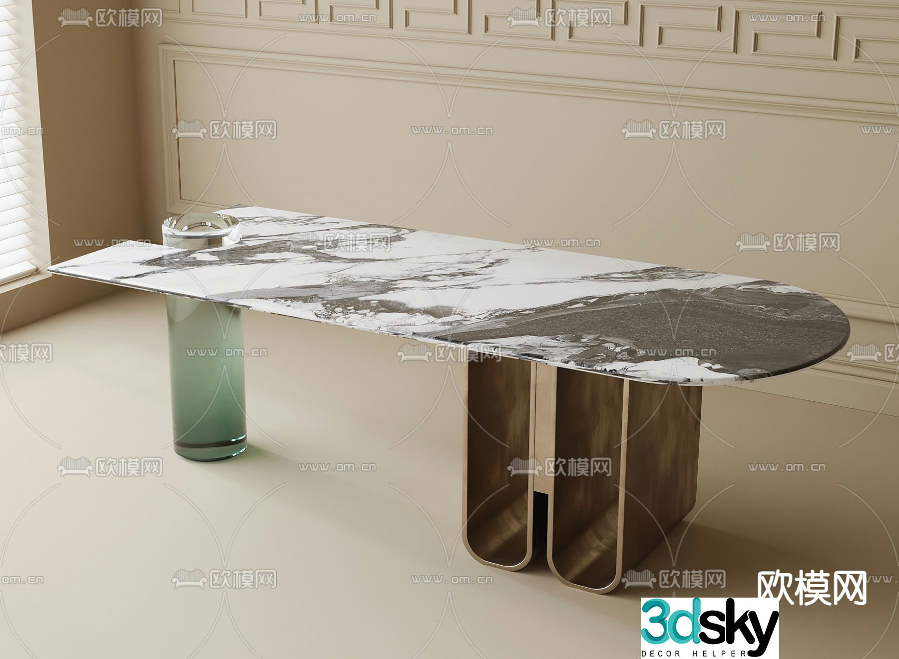 Modern dining table marble dining table 3d model