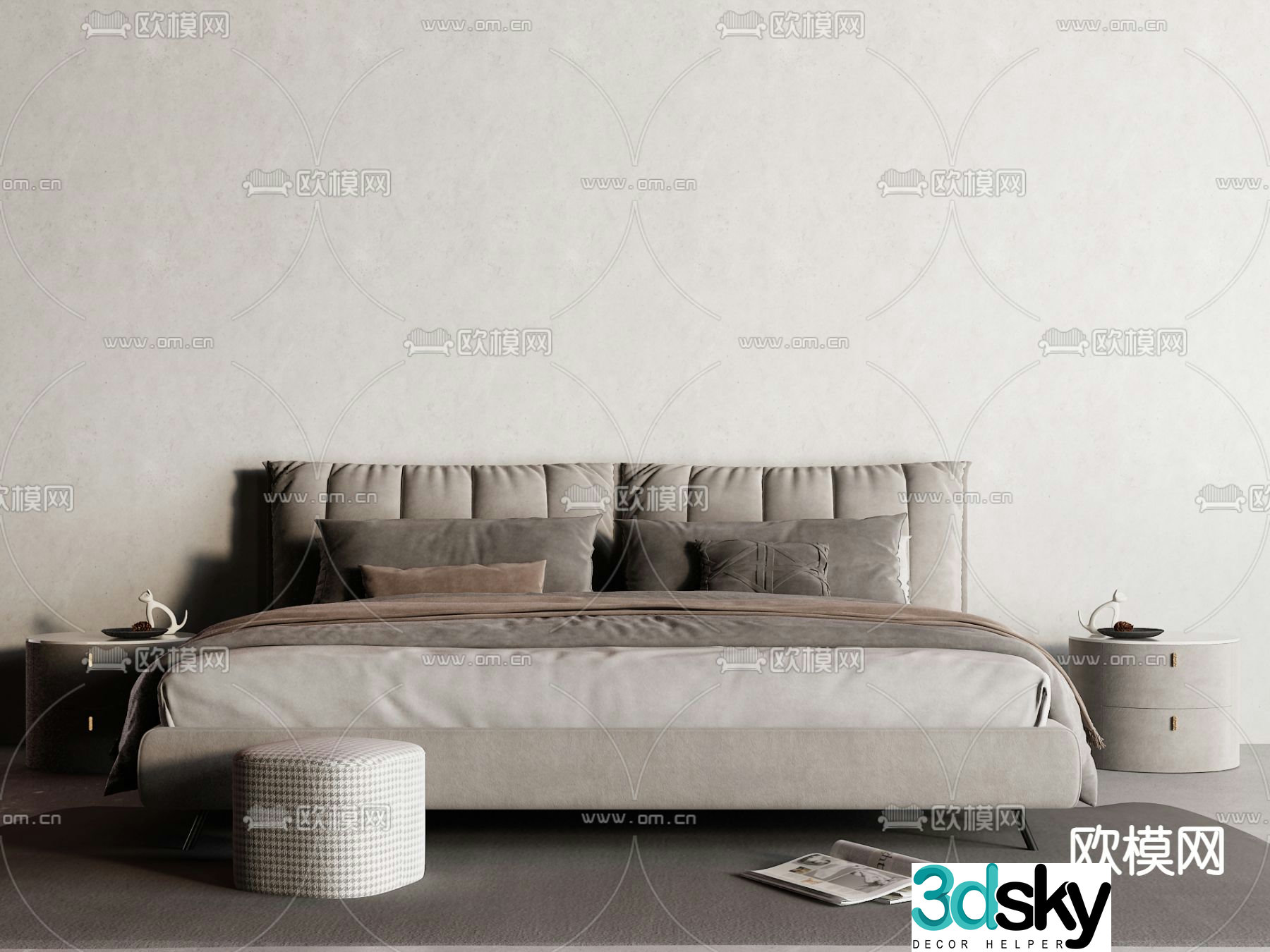 Postmodern double bed 3d model