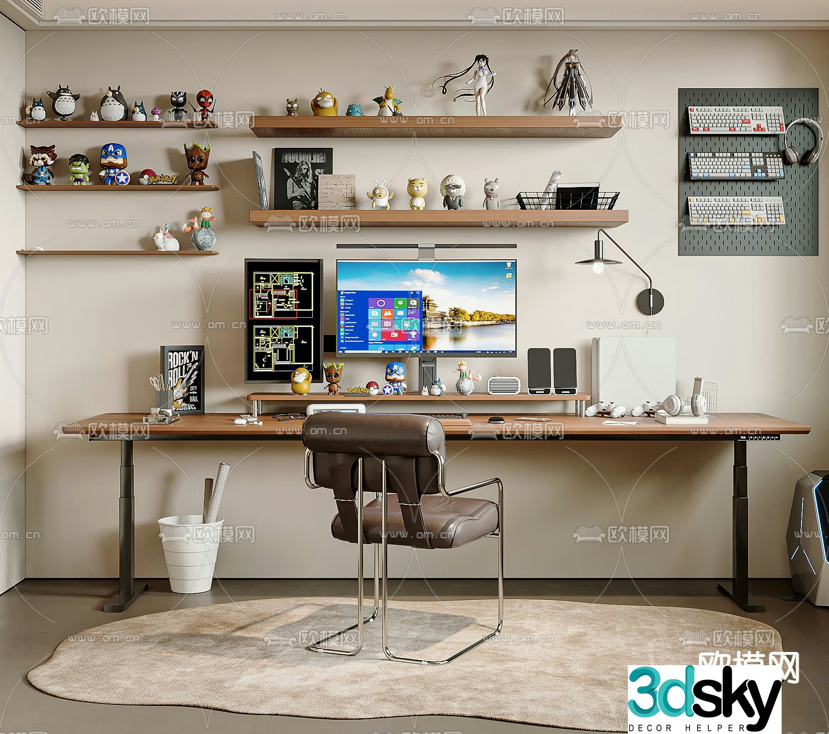 Modern desk lift table 3d model