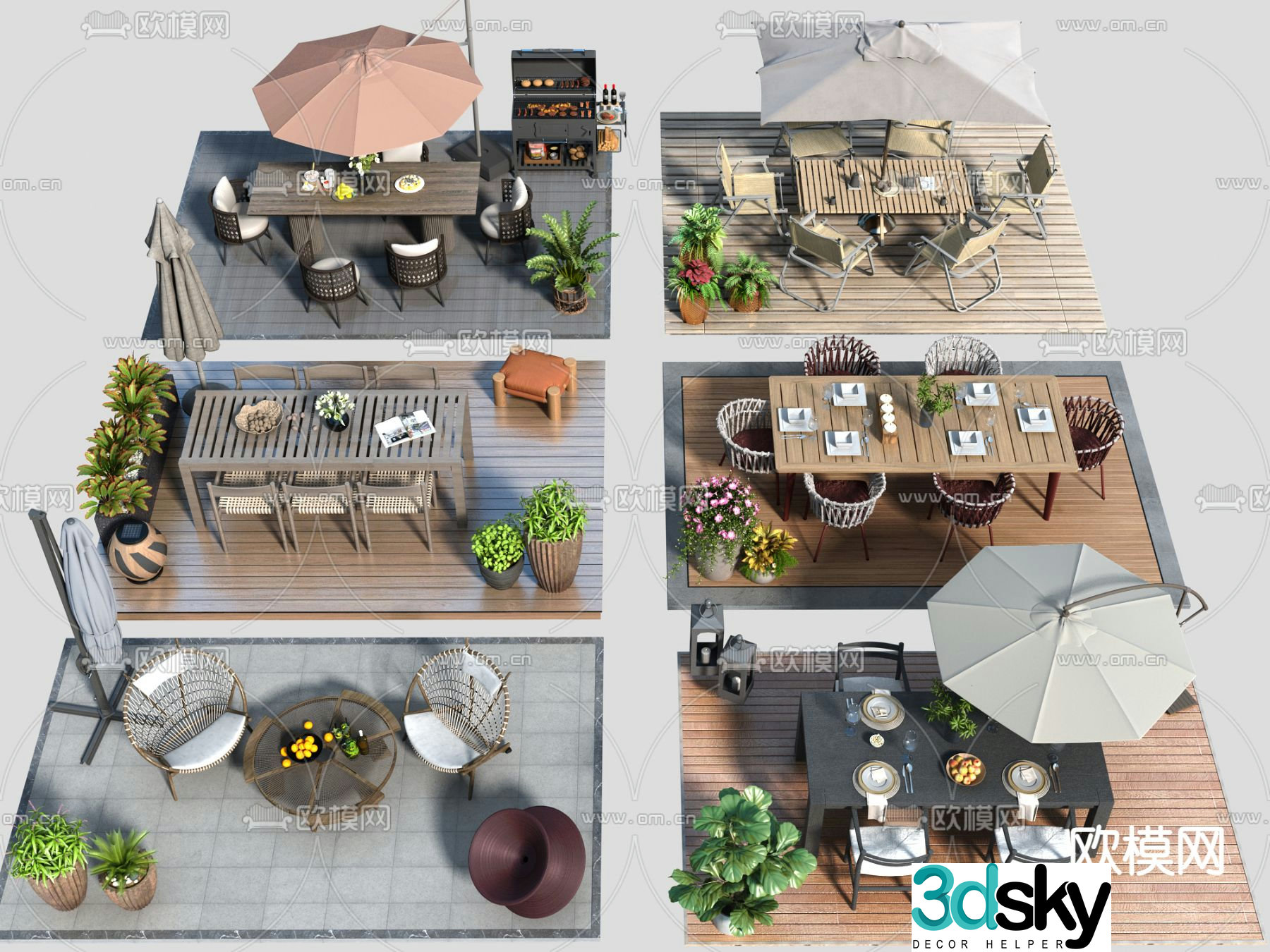 Commercial exterior restaurant exterior outdoor dining table and chairs 3D model
