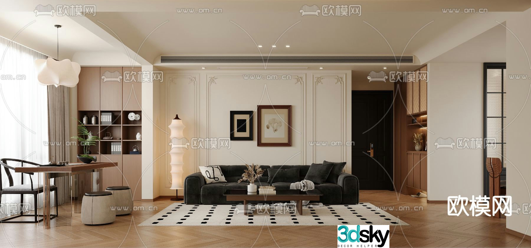 3D model of medieval style living room restaurant