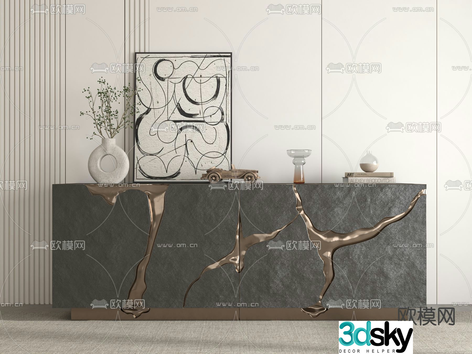 Modern entryway cabinet side cabinet 3d model