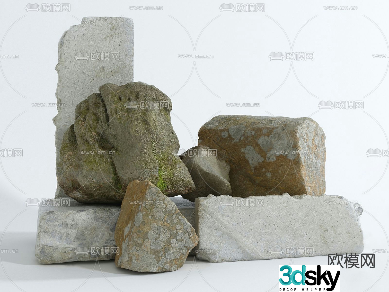 Modern rock stone 3d model