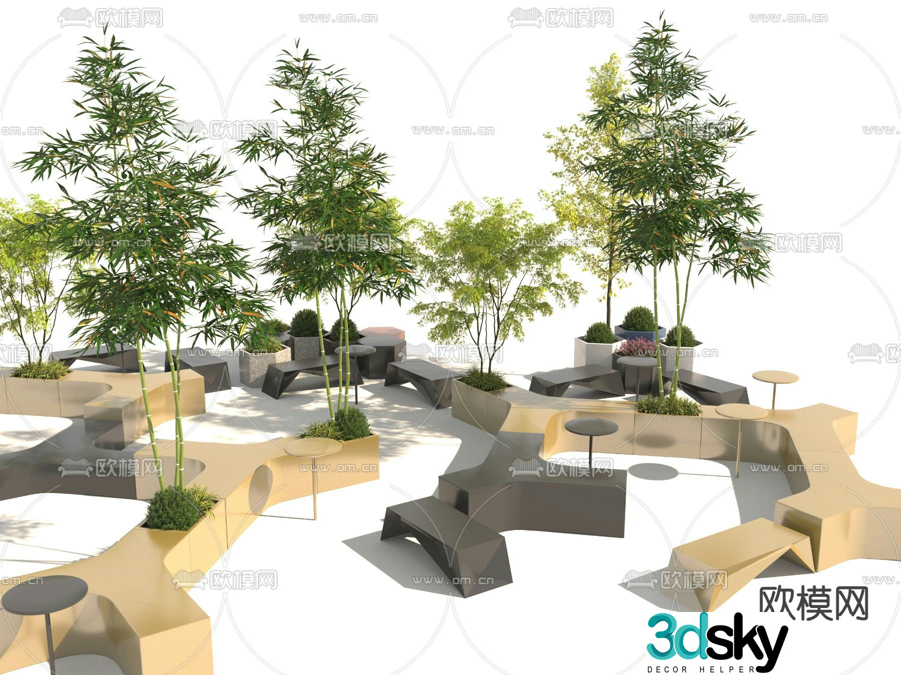 Landscape tree pool seat 3d model