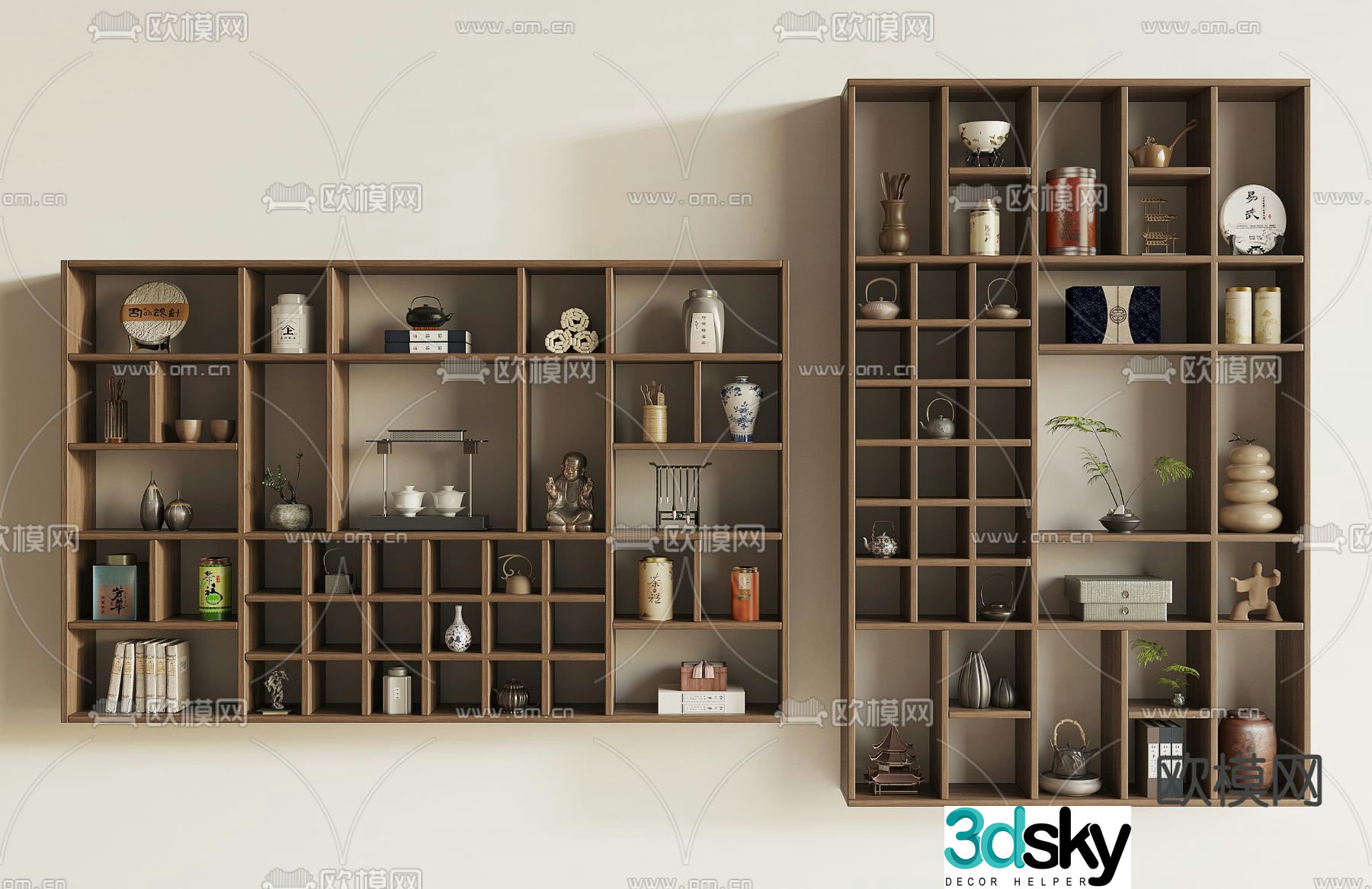 New Chinese style tea cabinet solid wood tea cabinet storage rack 3d model
