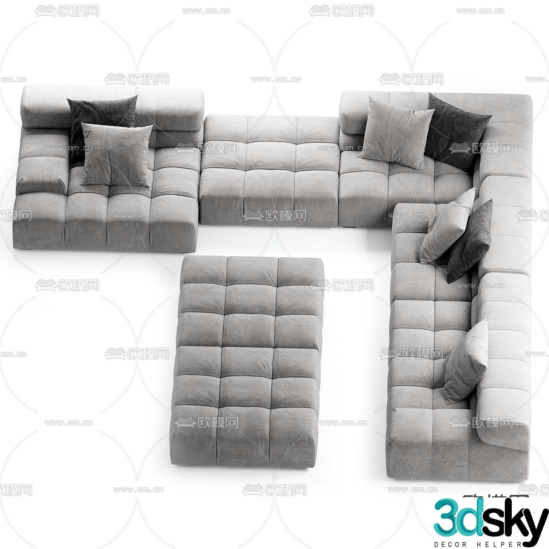 Multi-person sofa corner sofa 3d model