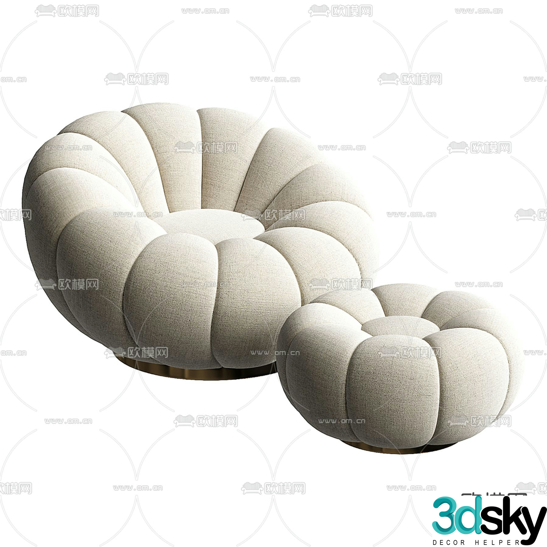 NOHO HOME modern fabric leisure chair 3d model