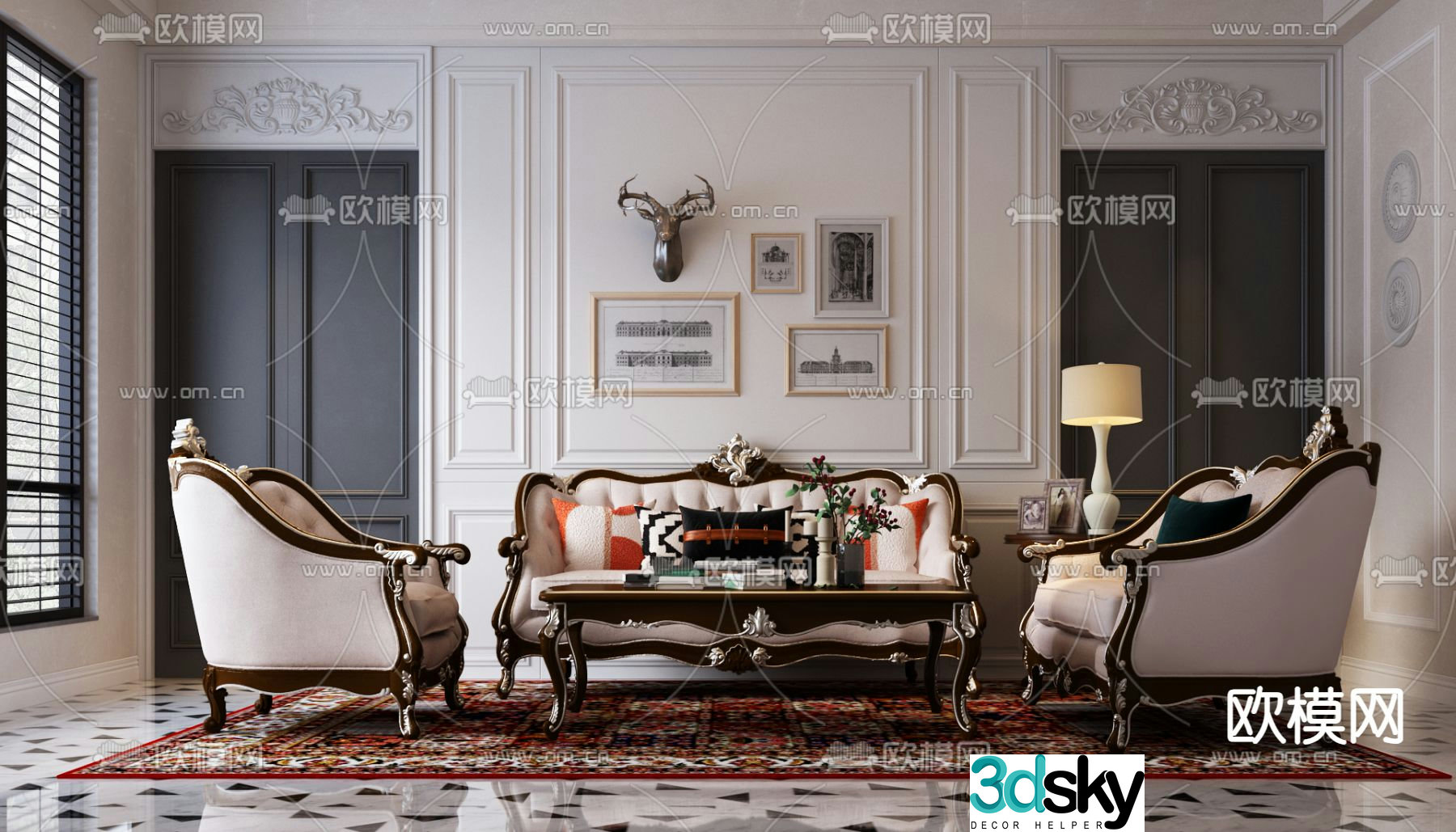 European sofa combination 3d model