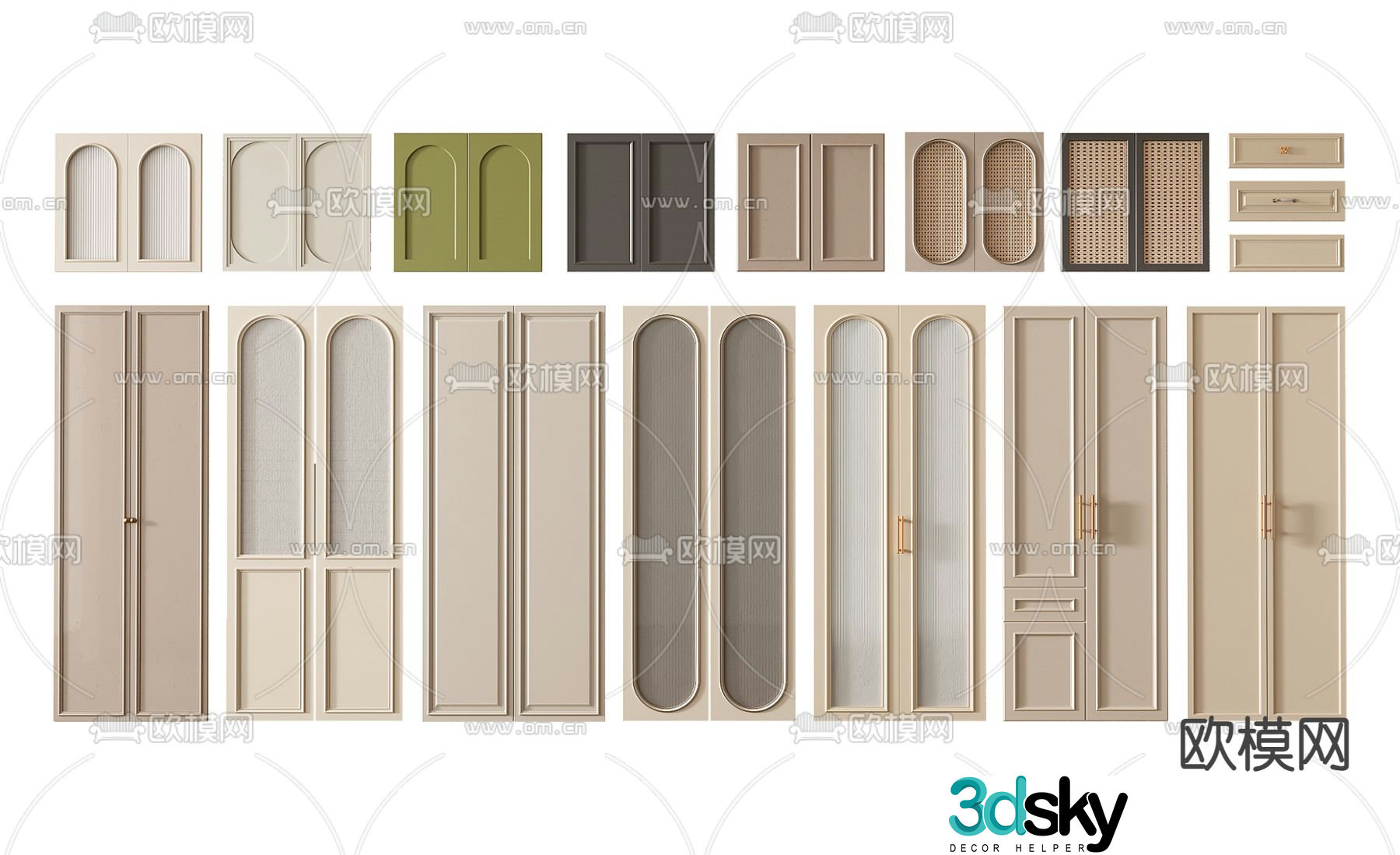 French wardrobe door door 3d model