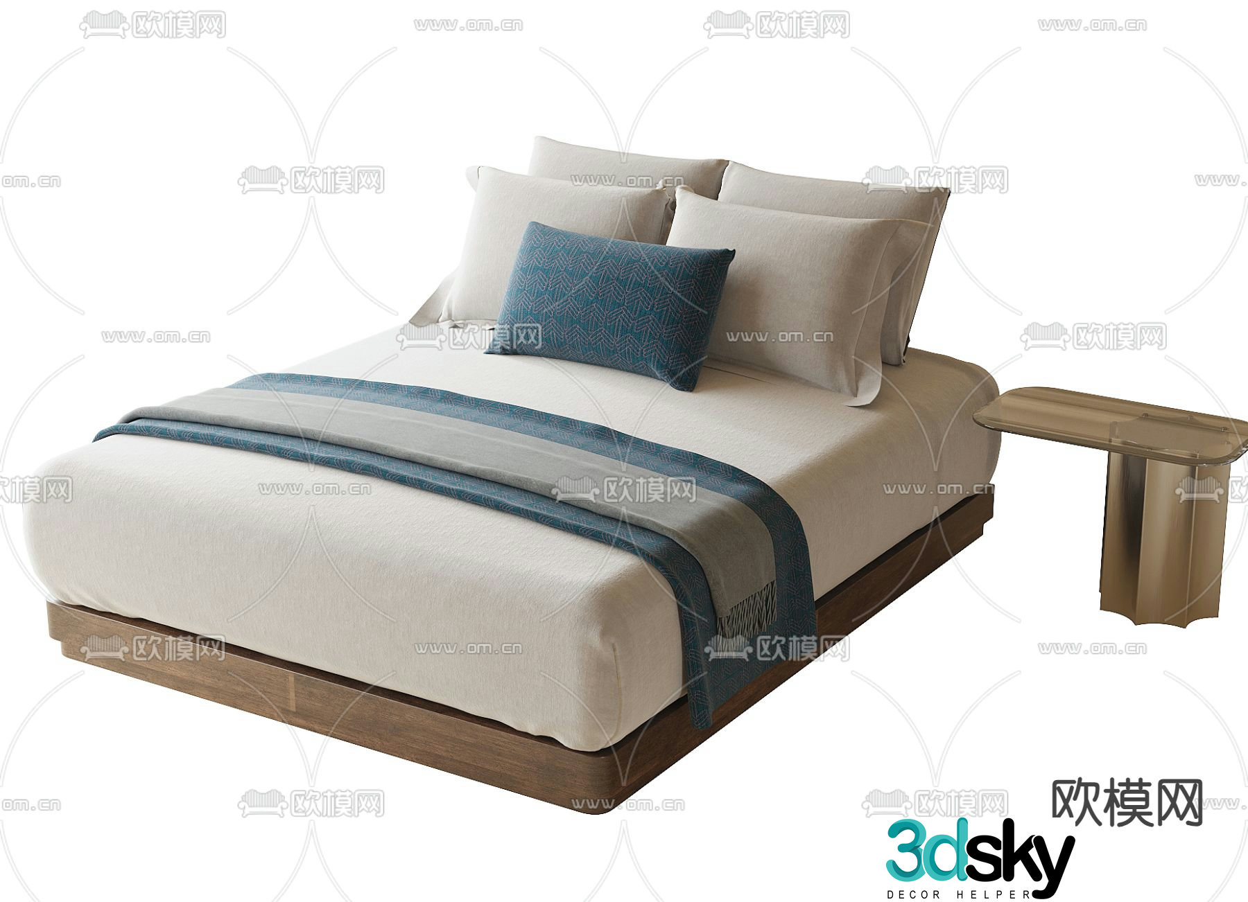 Modern double bed 3d model