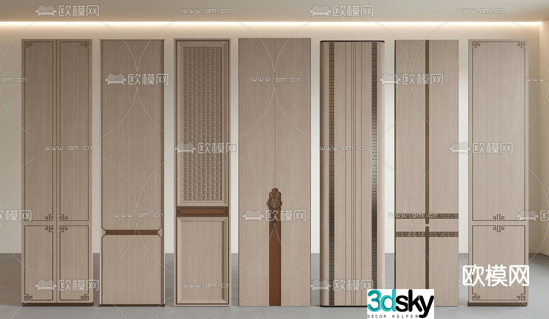 New Chinese style wall panel wall panel veneer panel 3d model