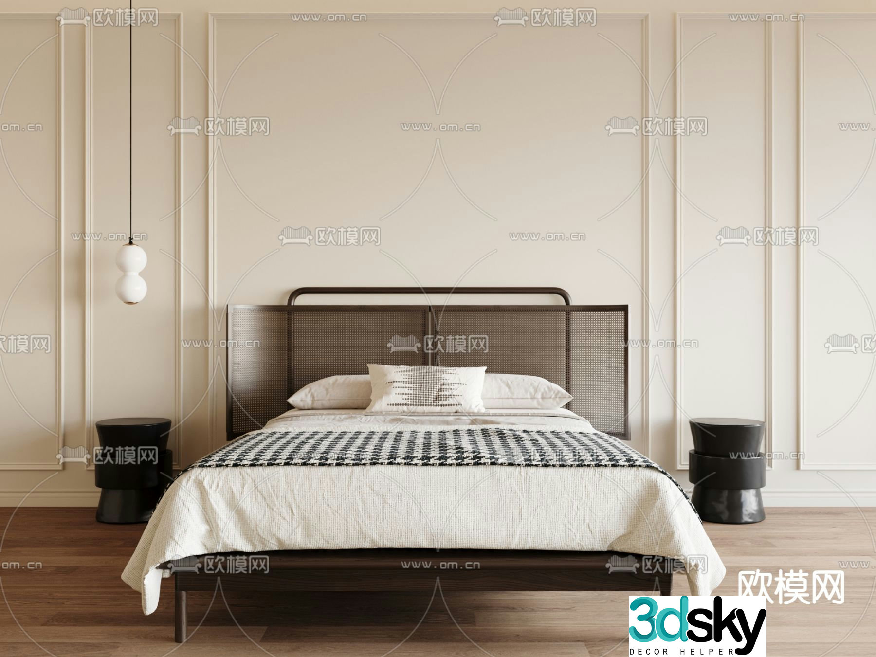 Medieval style double bed 3d model