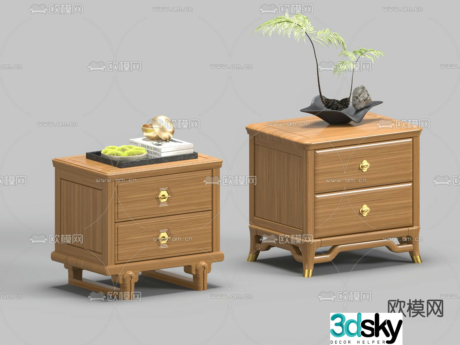 New Chinese style bedside table 3d model