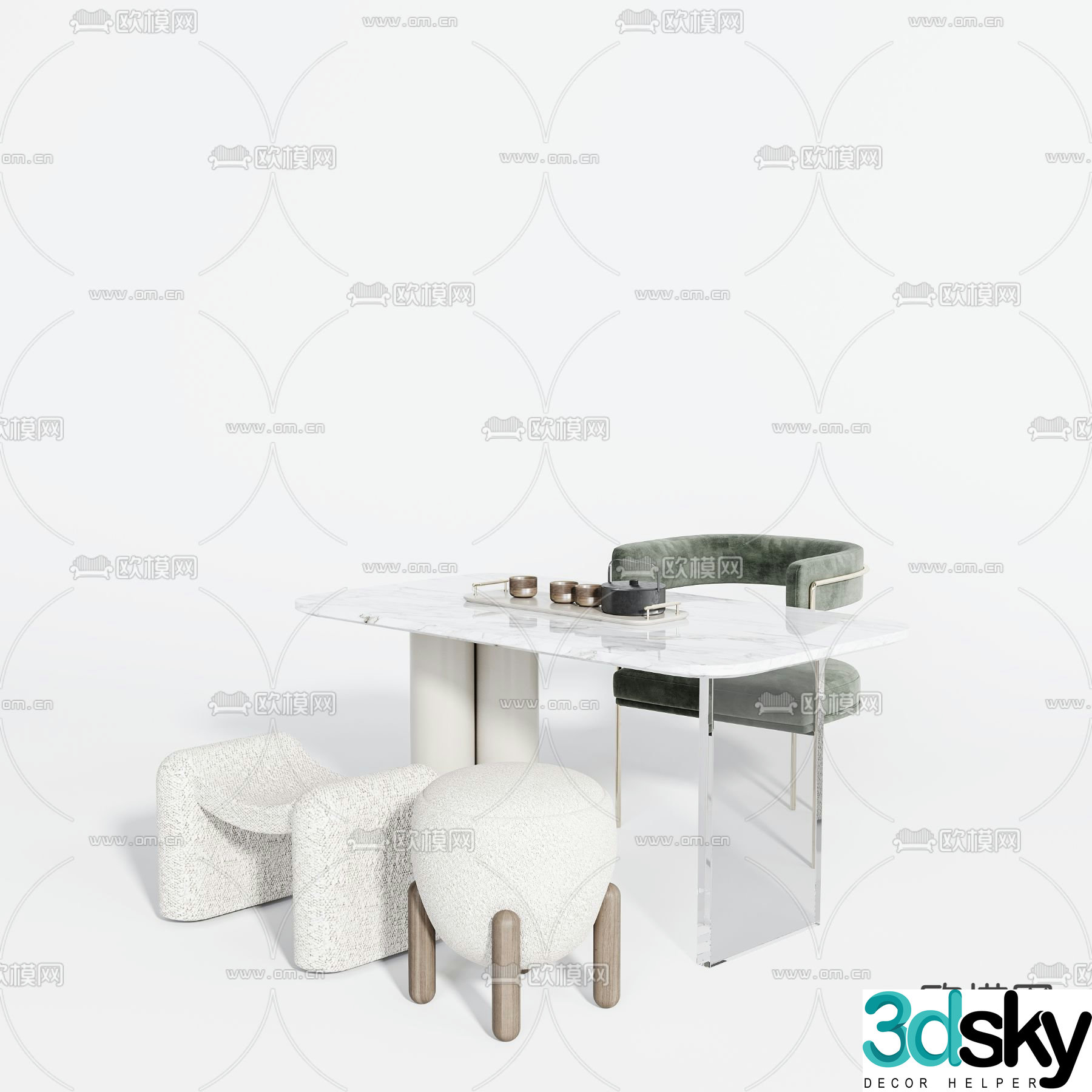 Modern tea table tea table 3d model
