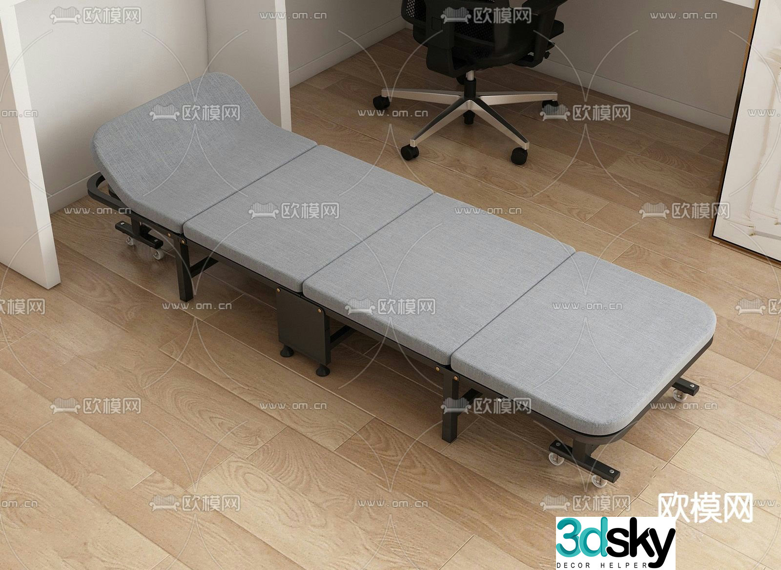Modern folding bed lunch bed 3d model