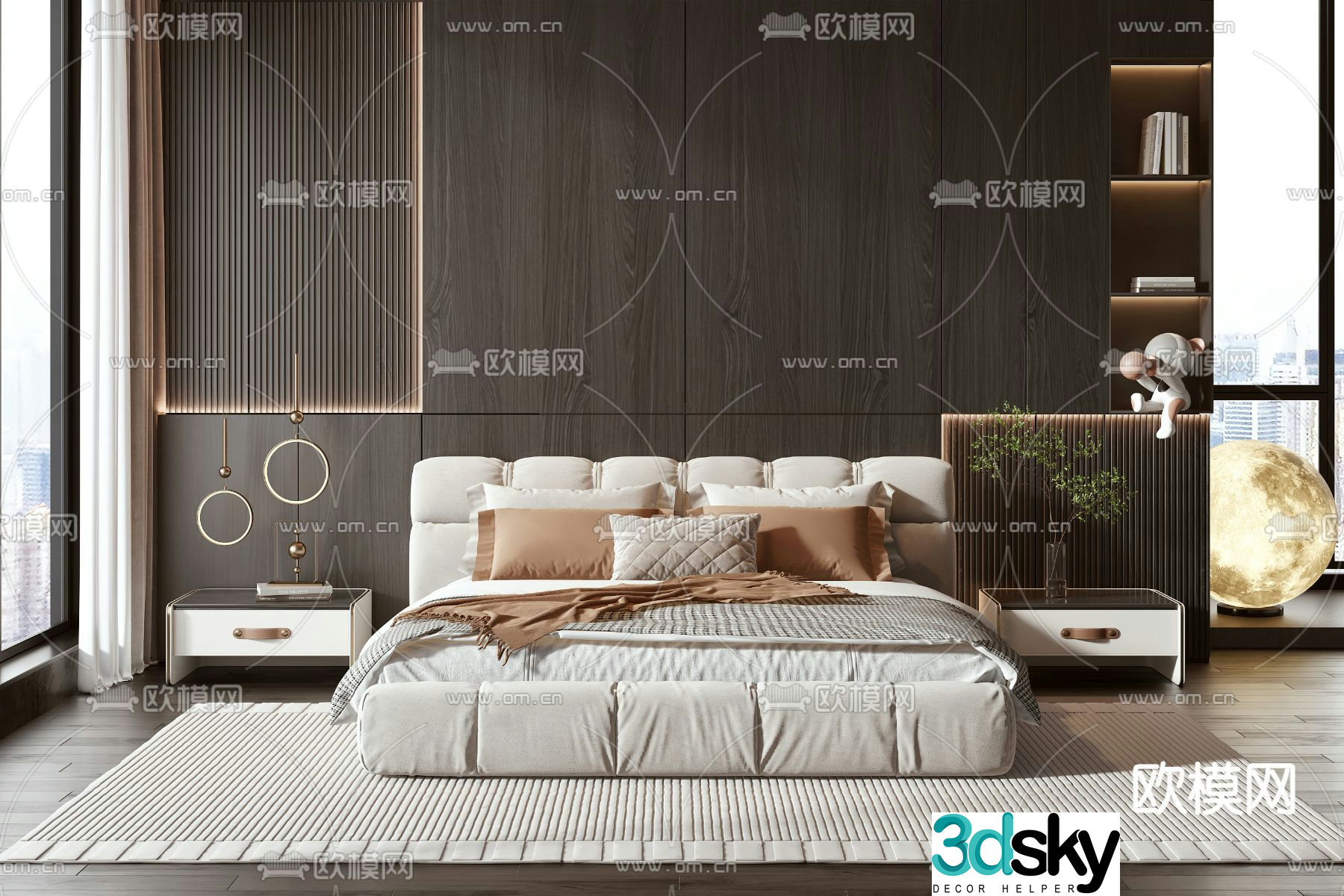 Modern double bed 3d model