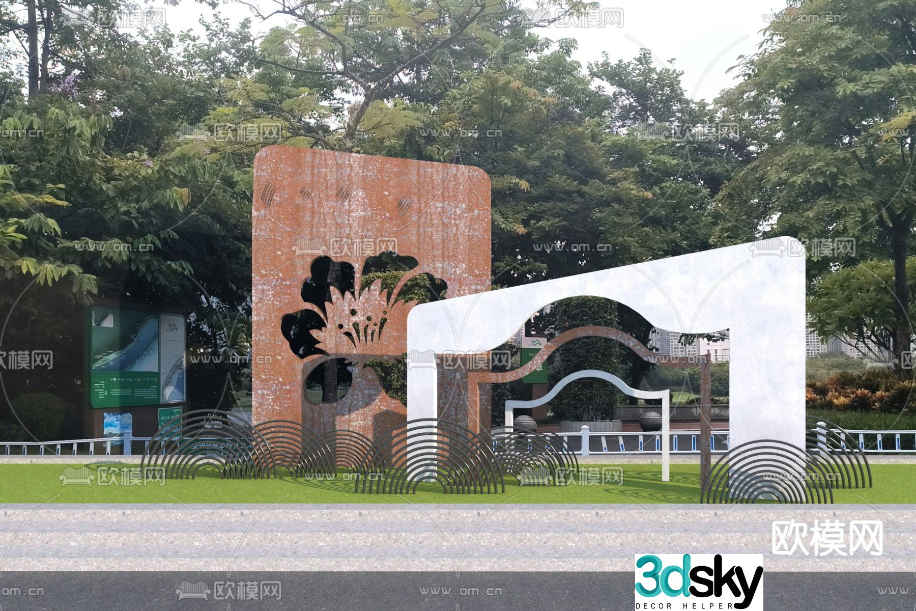 Outdoor landscape wall image wall landscape node 3D model