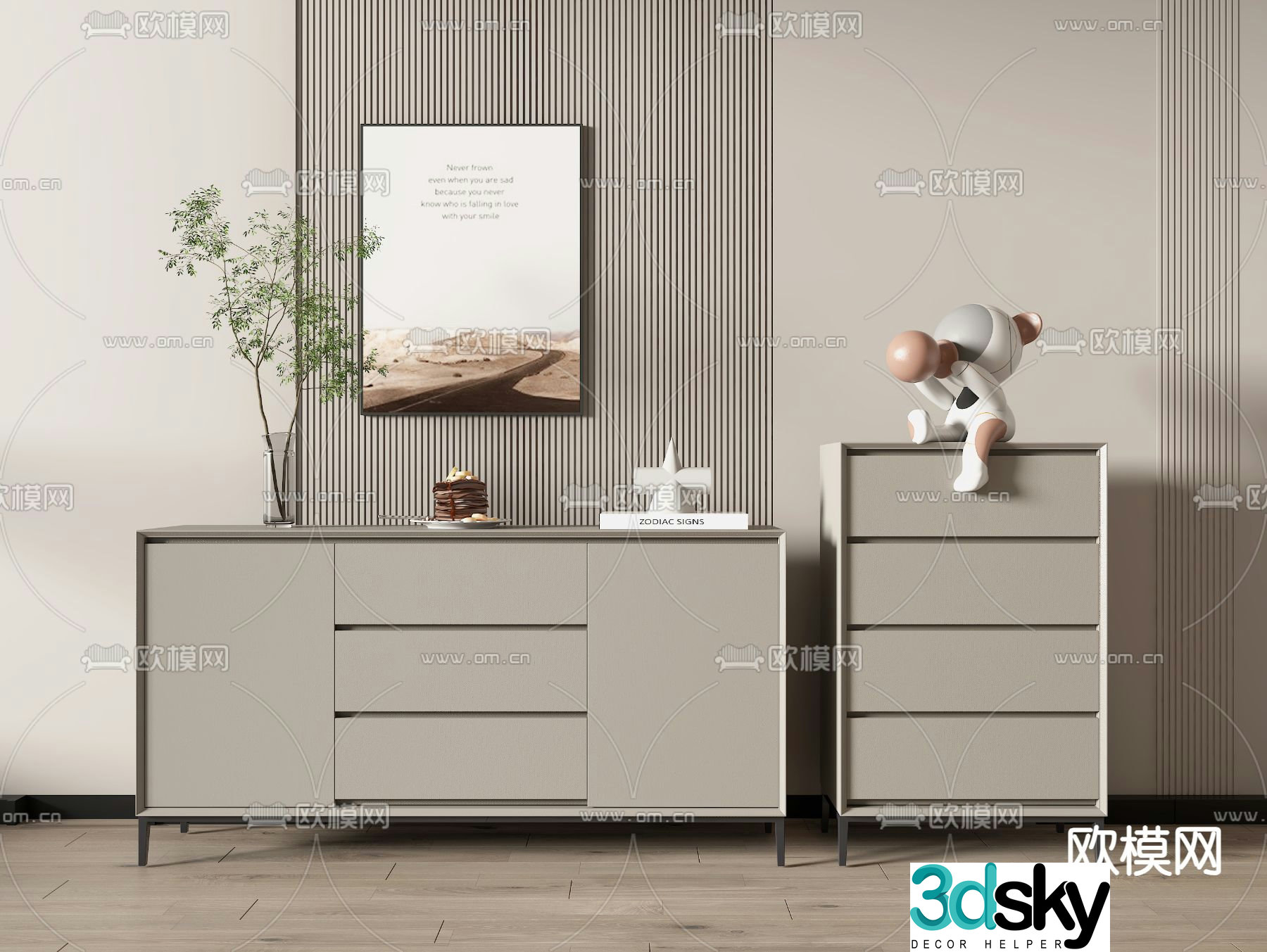 Modern side cabinet entrance cabinet 3d model