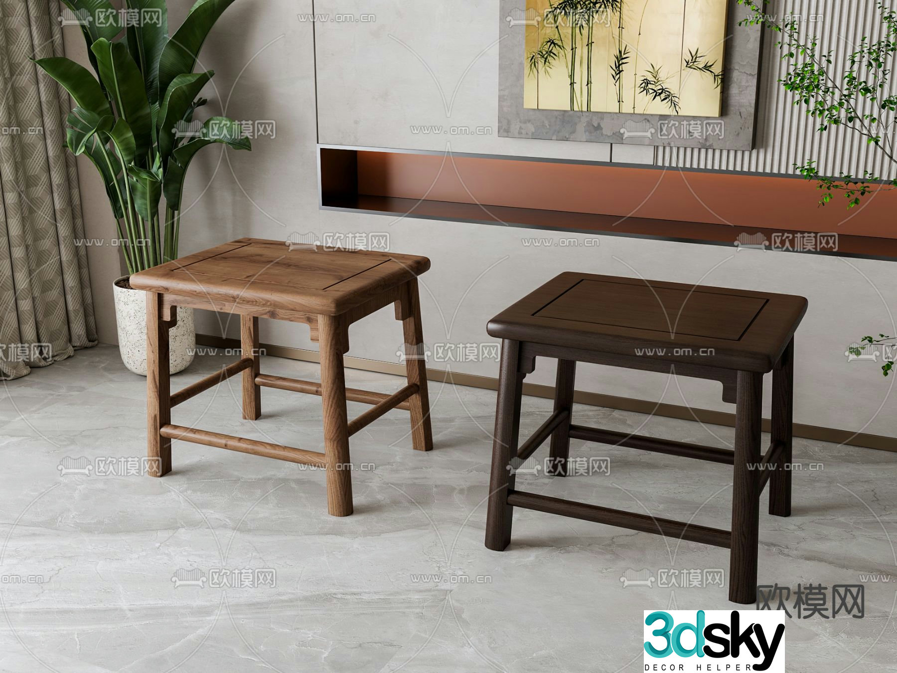New Chinese style stool 3d model