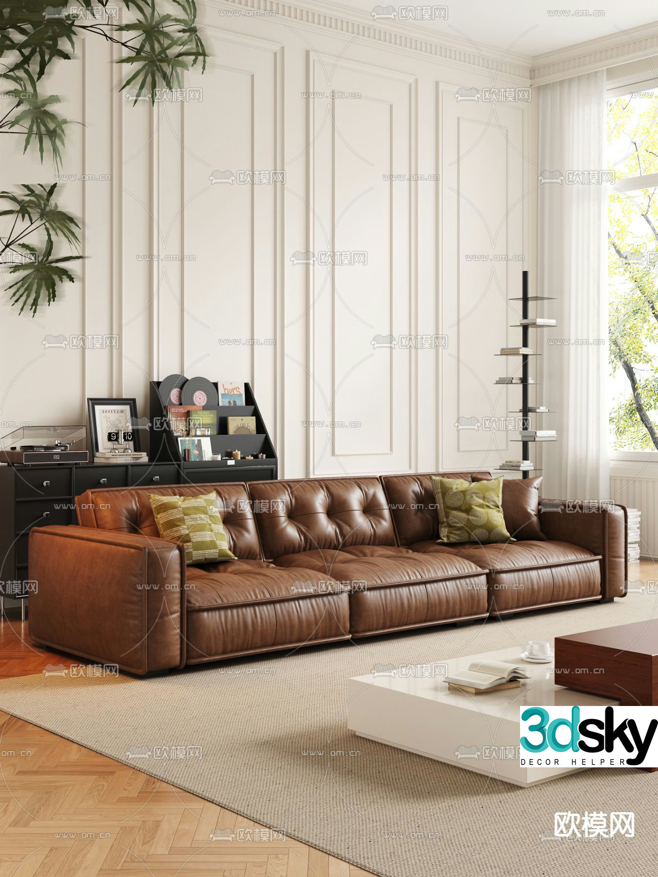 Medieval style three-person sofa 3D model