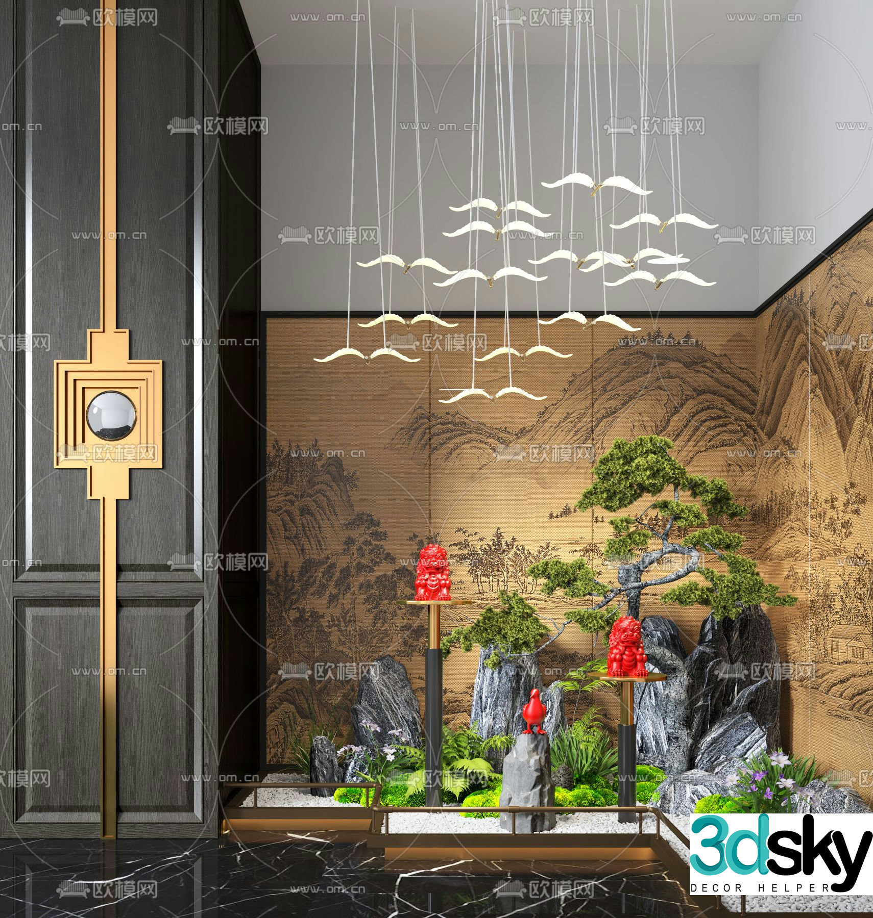 Indoor landscape plant landscaping rockery sculpture 3d model
