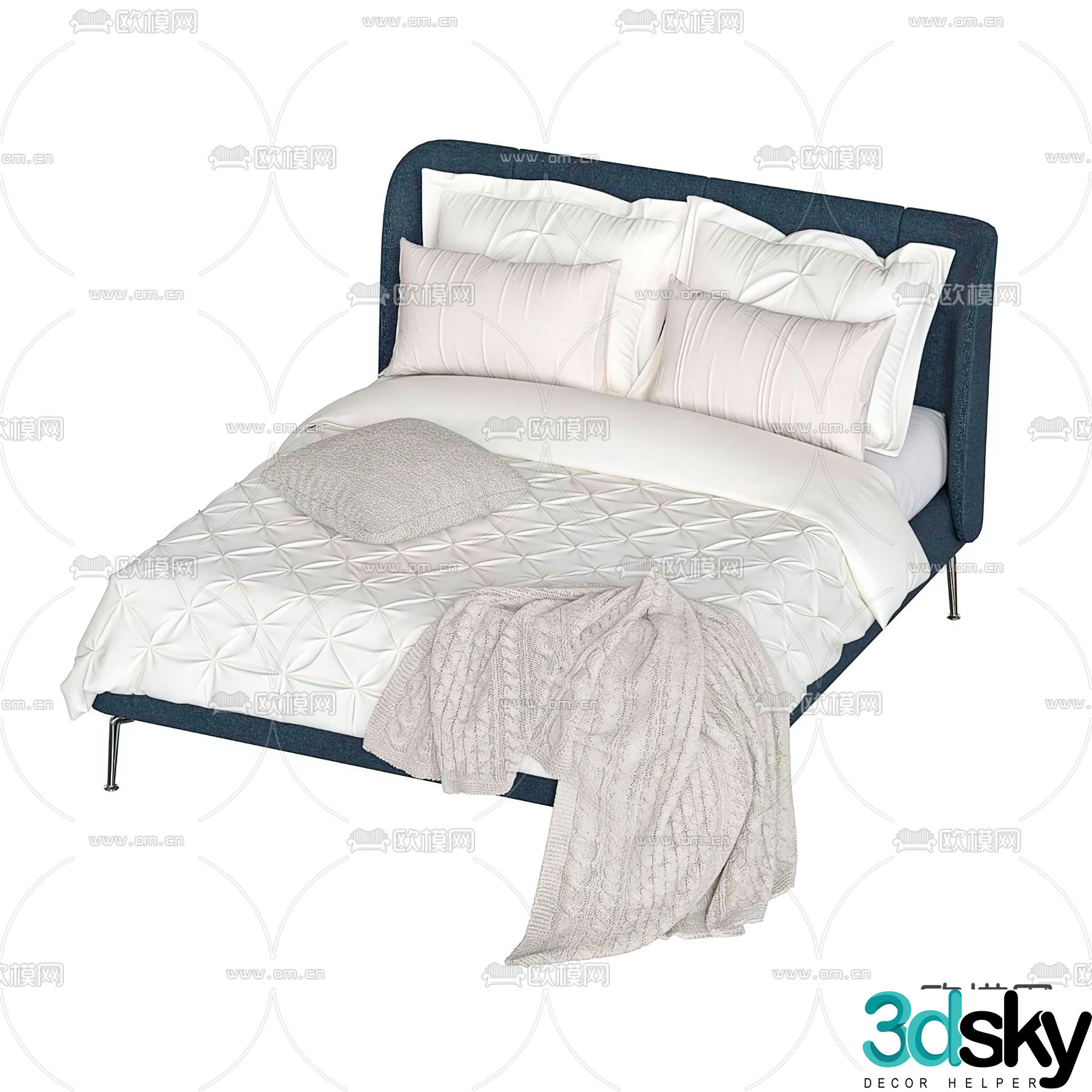Modern double bed 3d model