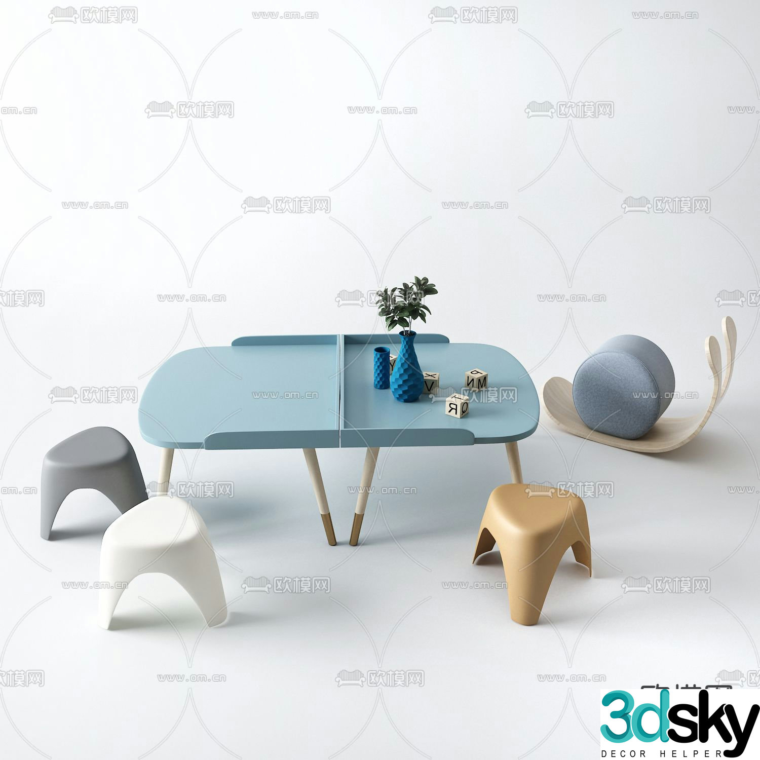 Modern children’s table 3d model