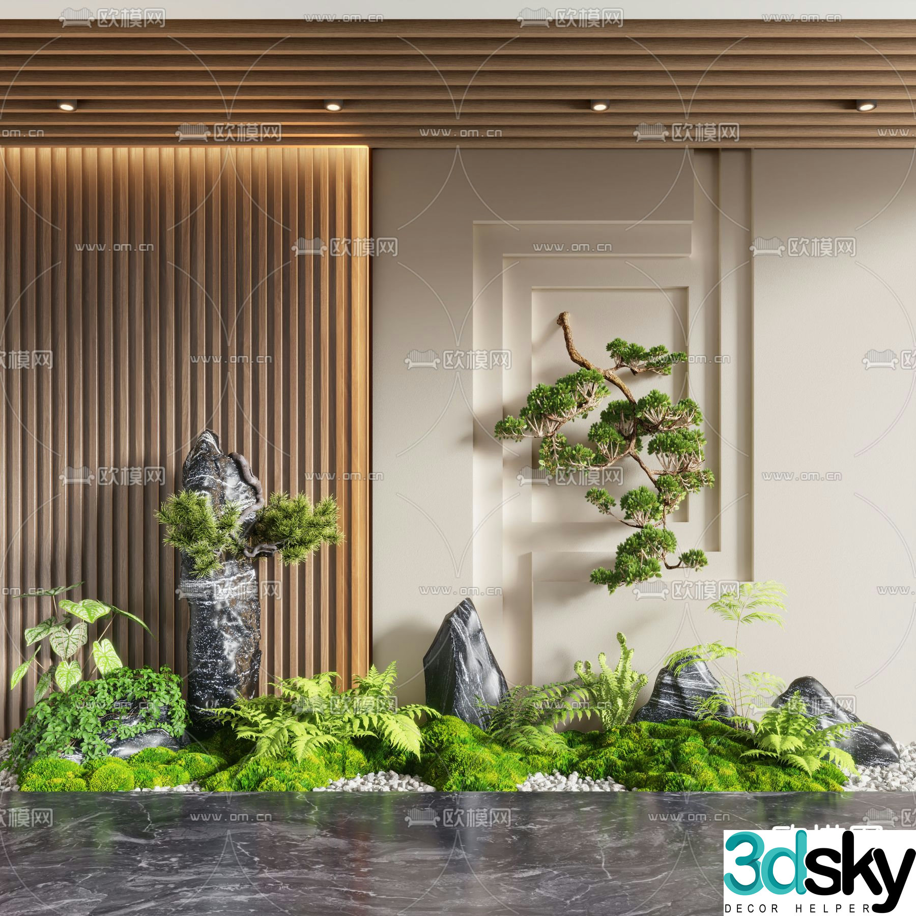 Modern rockery landscape sketch 3D model