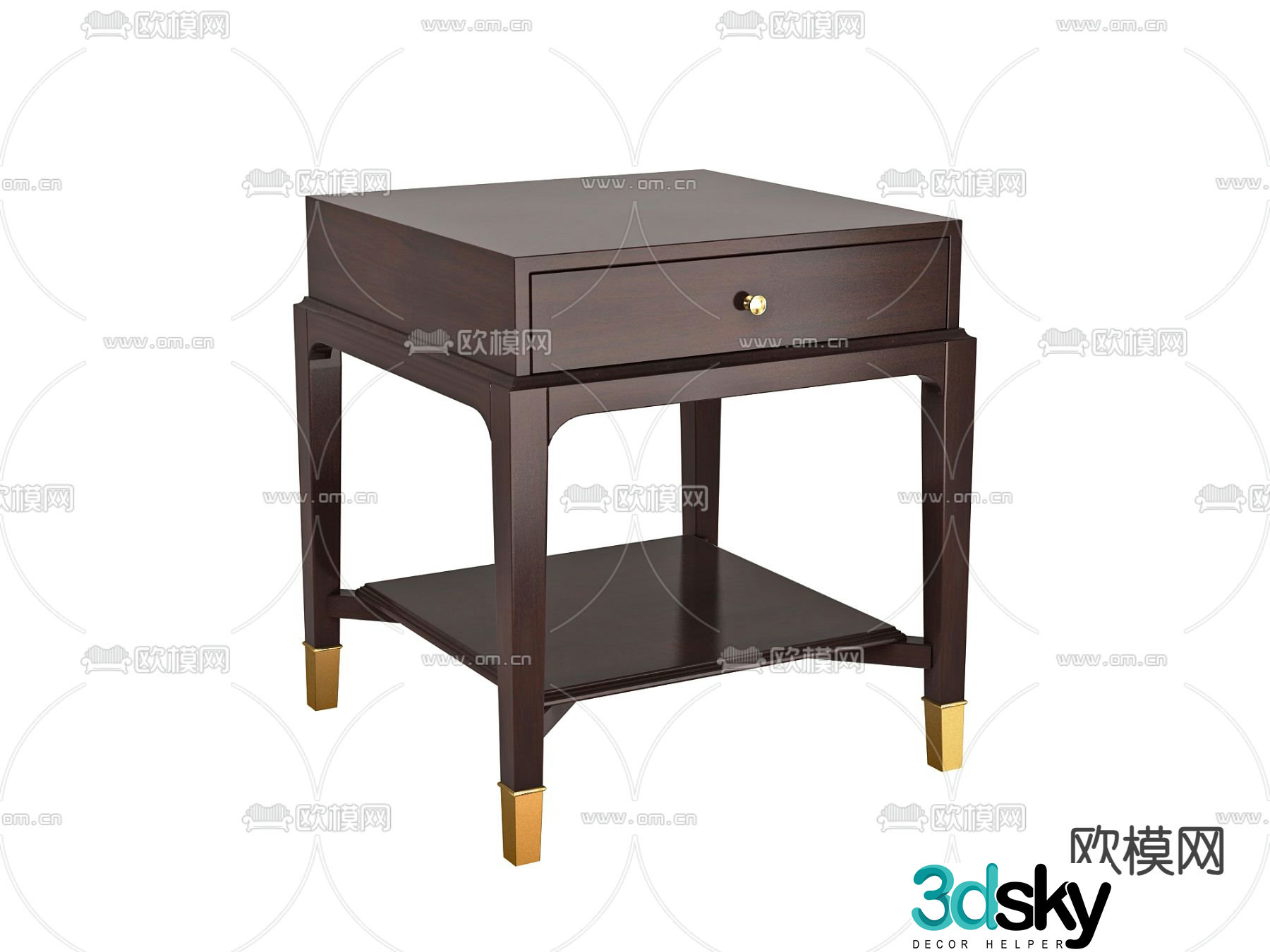 American bedside table 3d model