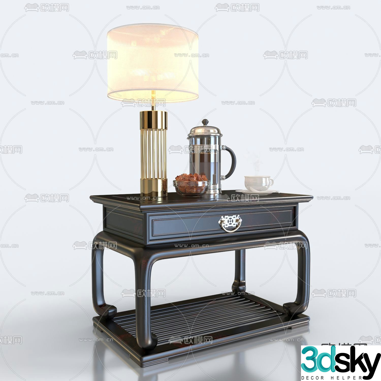 Chinese bedside table 3d model