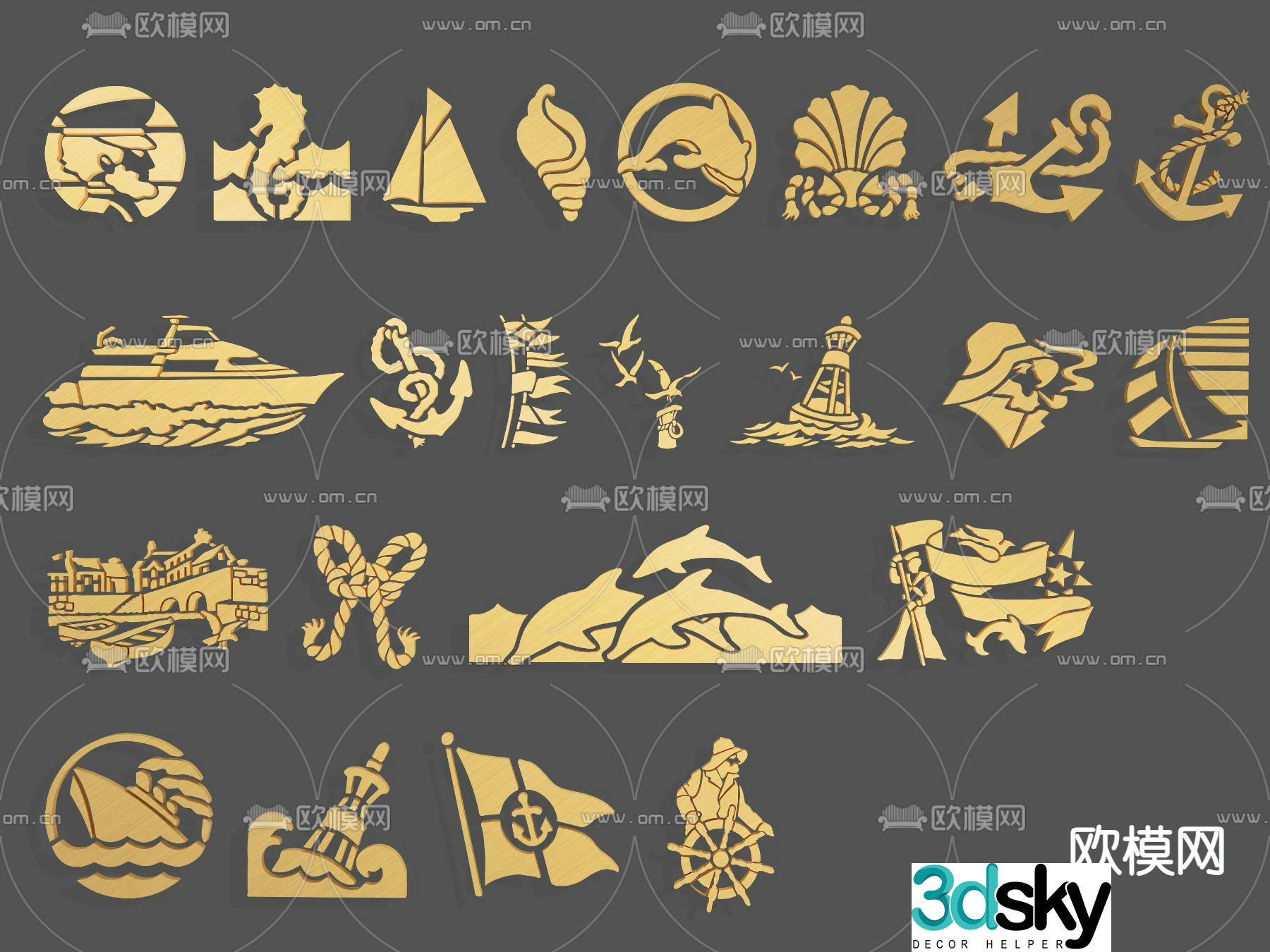 Nautical ocean icon 3d model