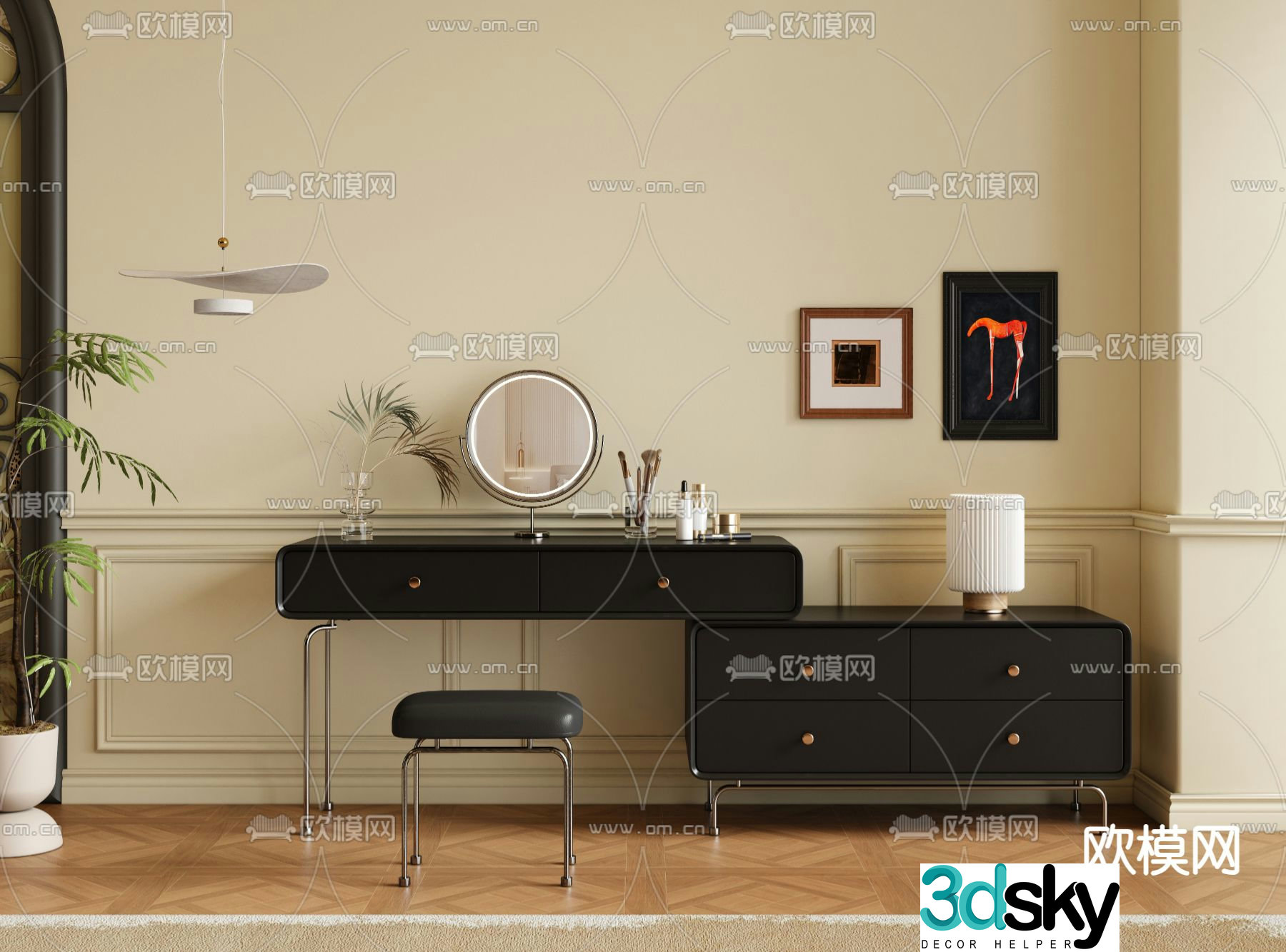 Medium style dressing table 3D model