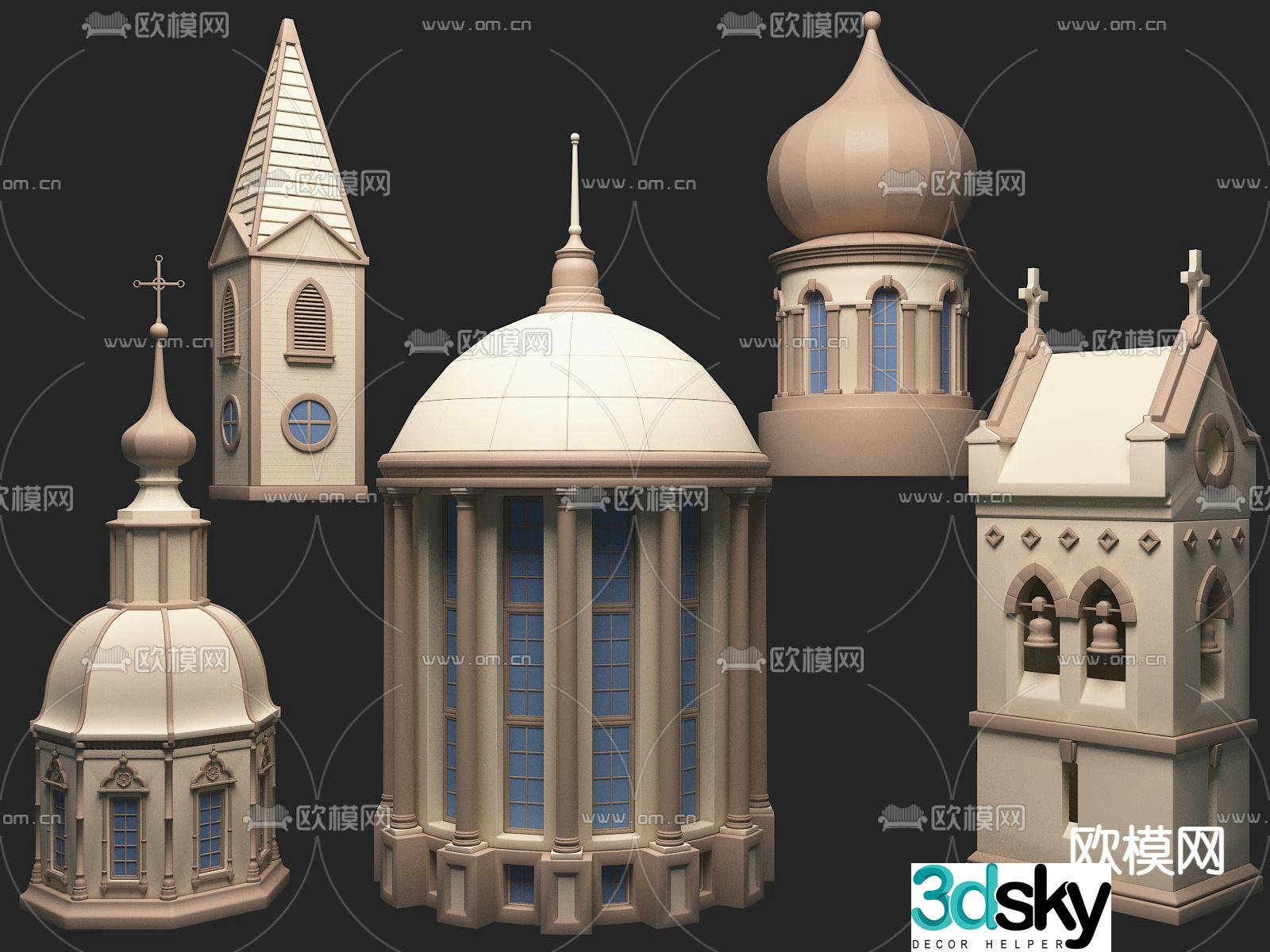 European-style tower church loft 3d model
