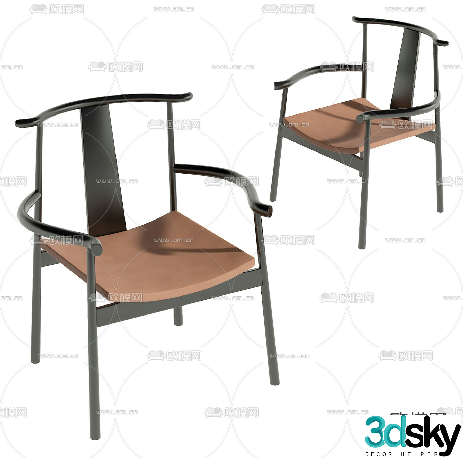 New Chinese style chair Taishi chair 3d model