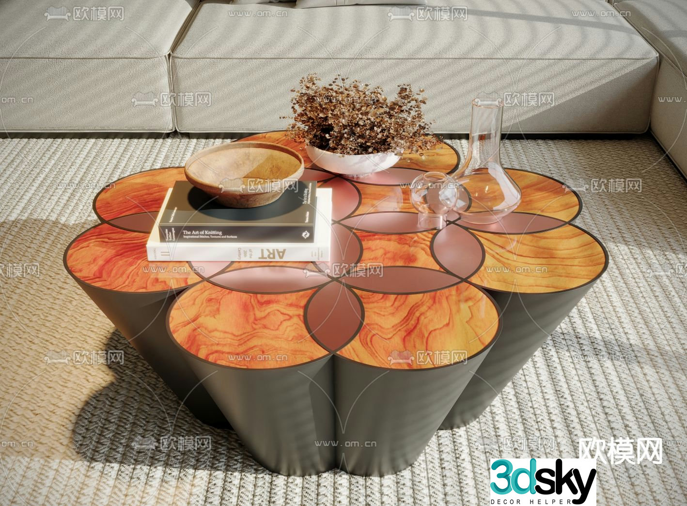 French coffee table petal coffee table 3D model