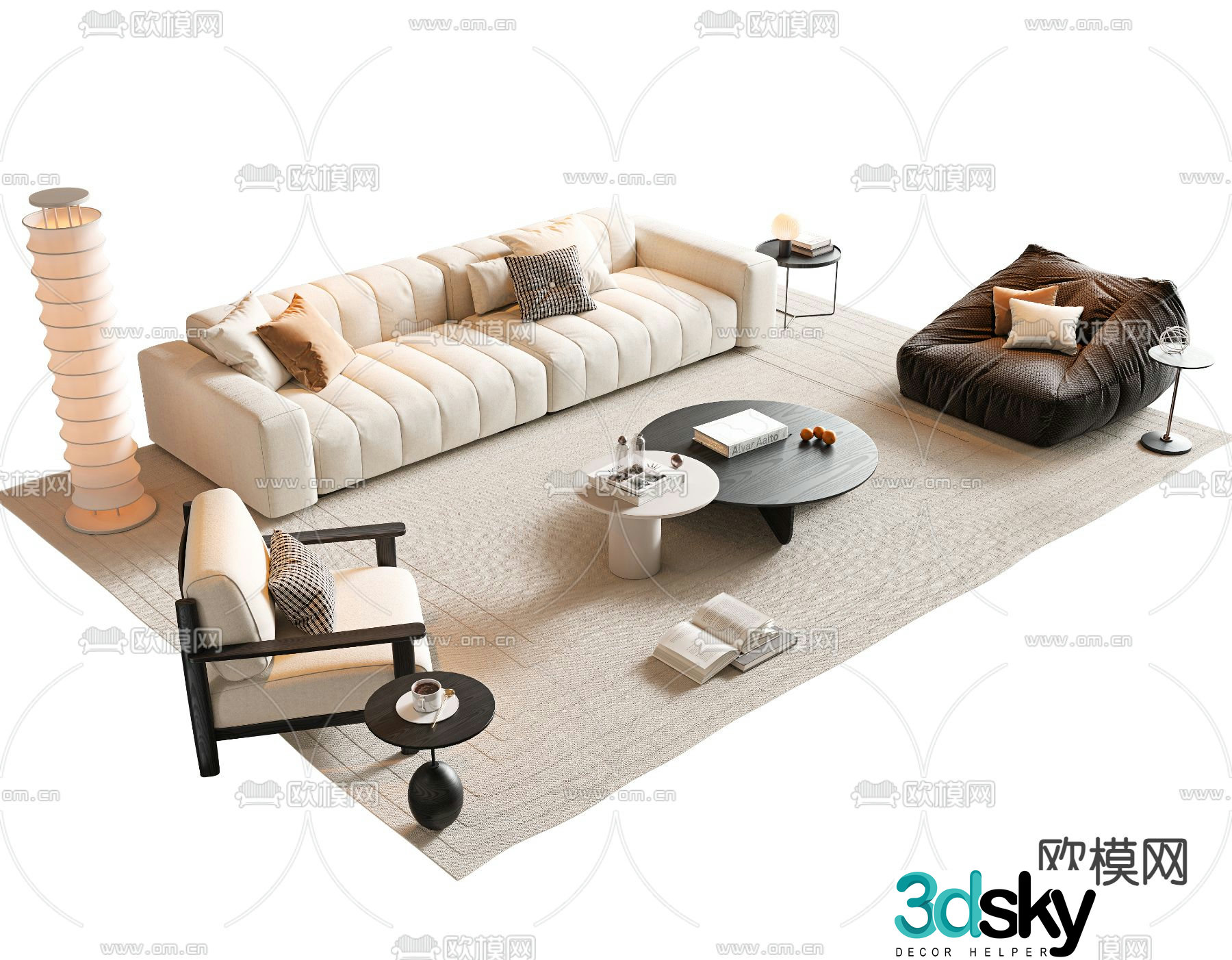 Cream style modular sofa 3d model