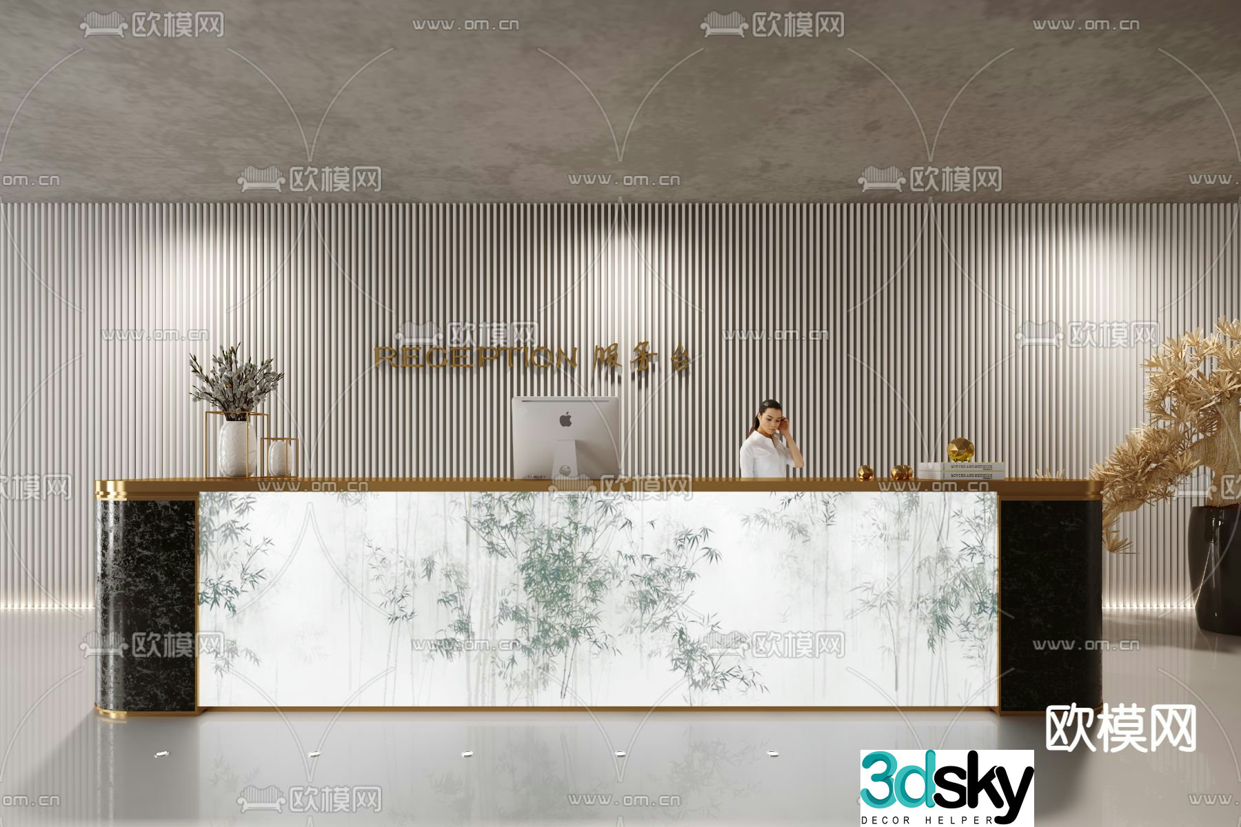 New Chinese style front desk service desk cashier 3D model