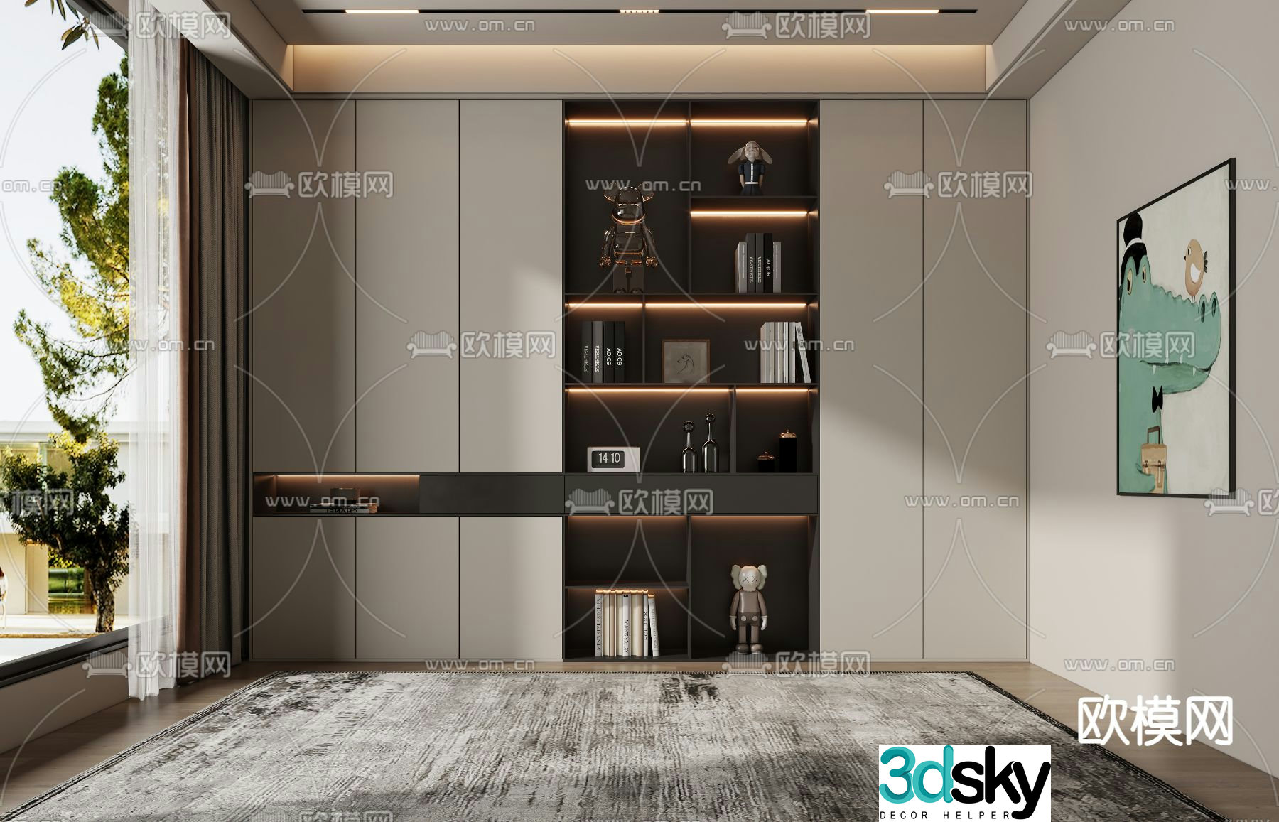 Modern bookcase 3d model