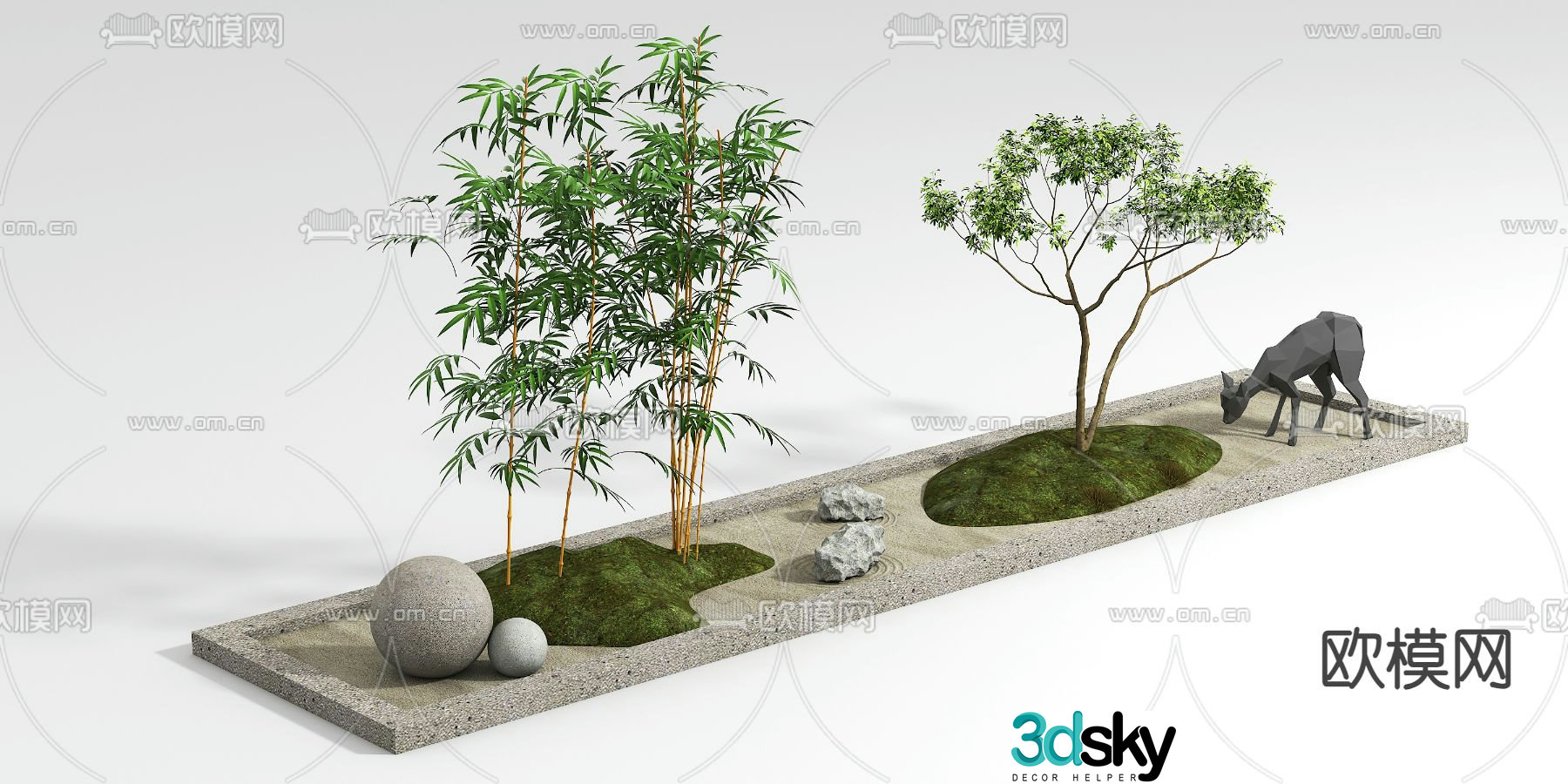 Bamboo landscape sketch 3d model