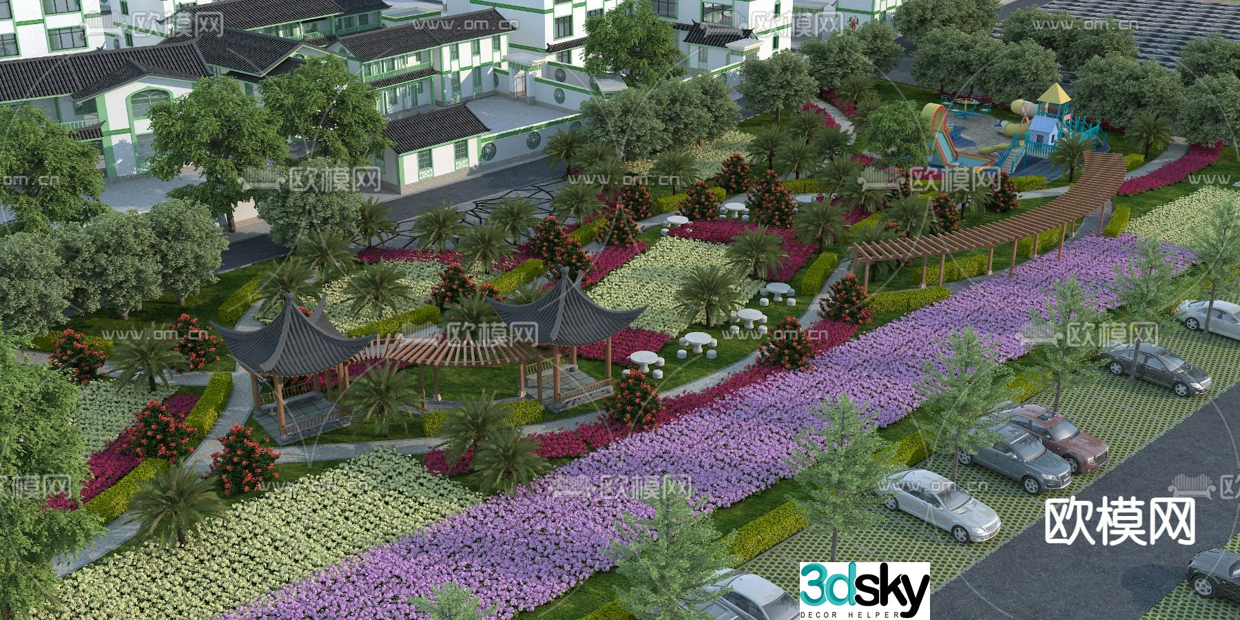 Park landscape garden landscape 3d model