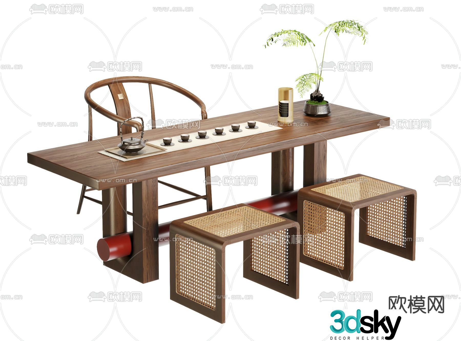 New Chinese style tea table tea table 3d model