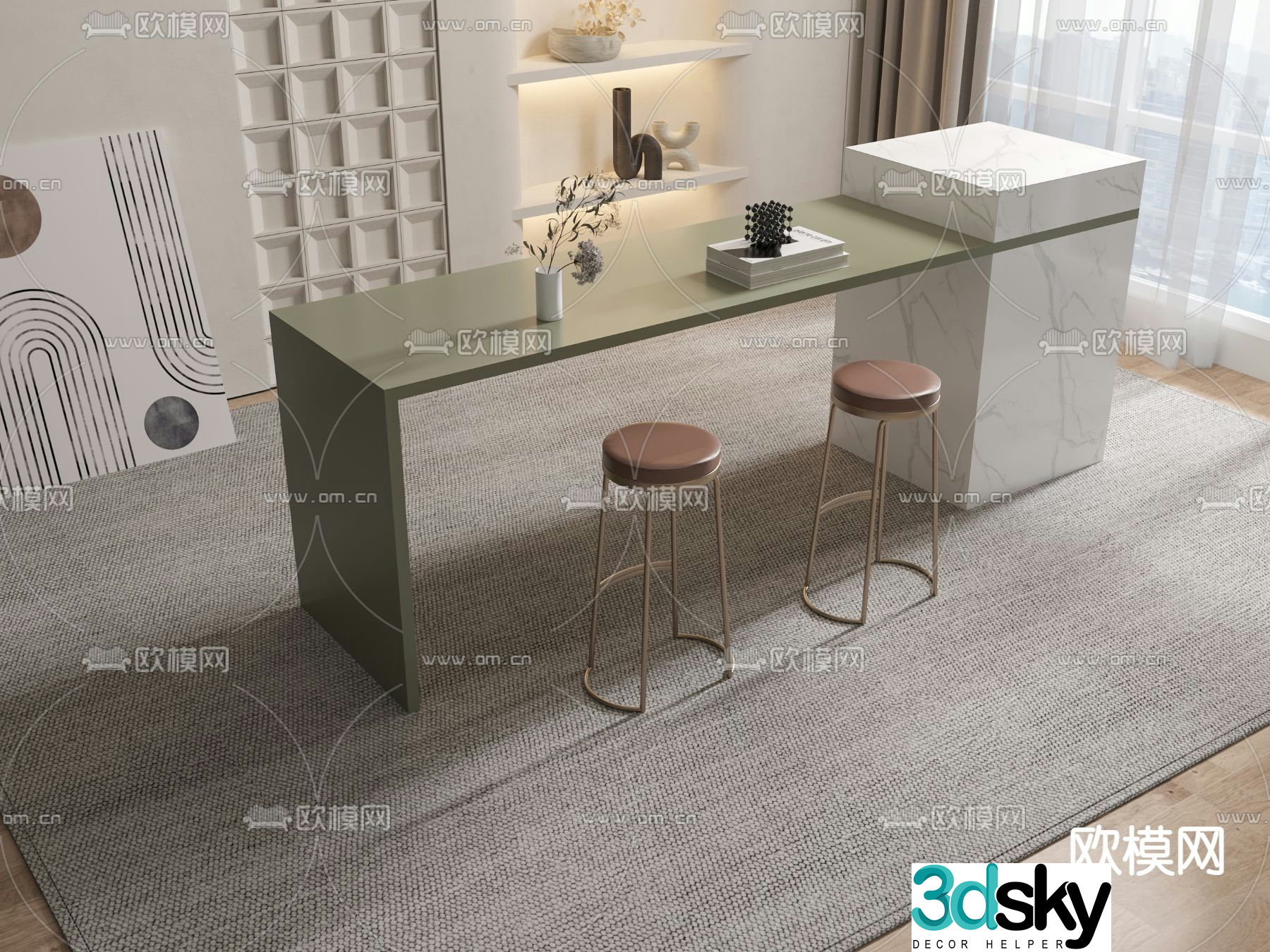 Nakashima bar water bar 3d model