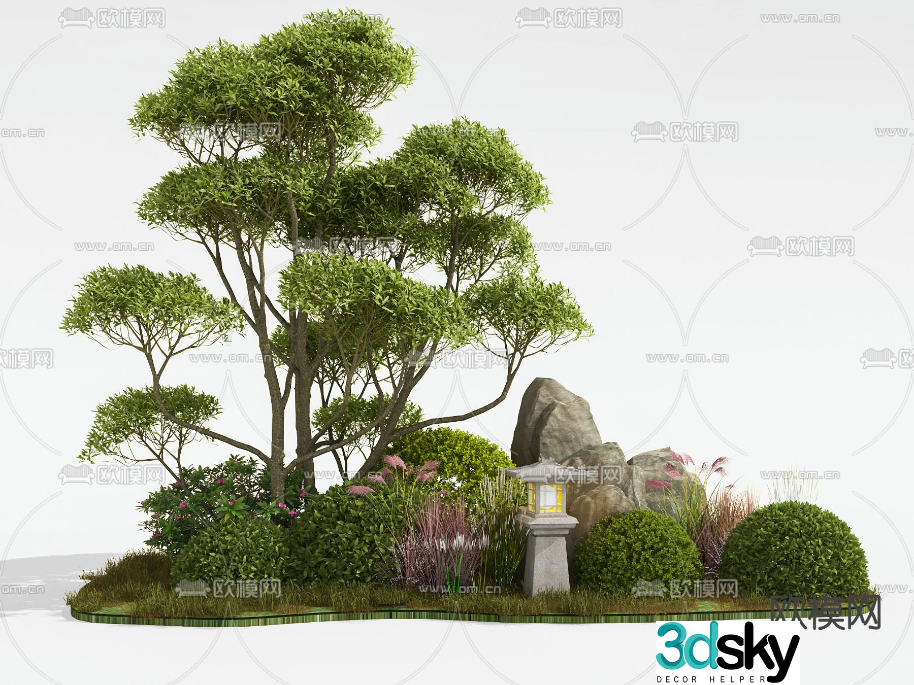 Flowers plants bushes plants piles 3d model