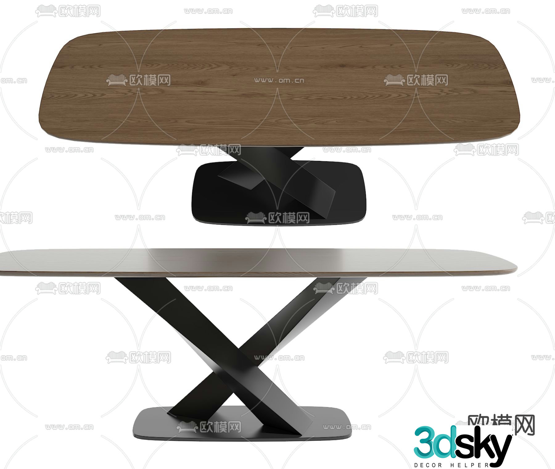 Long dining table 3d model