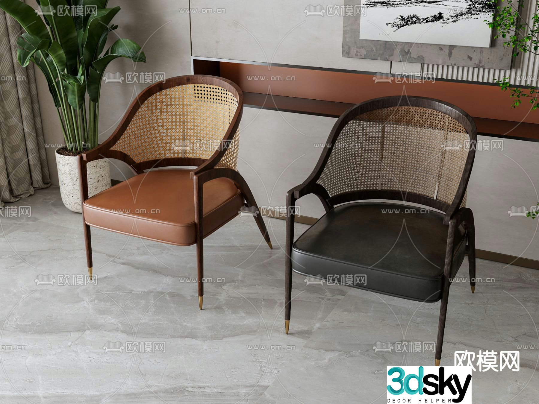 New Chinese style chair dining chair 3d model