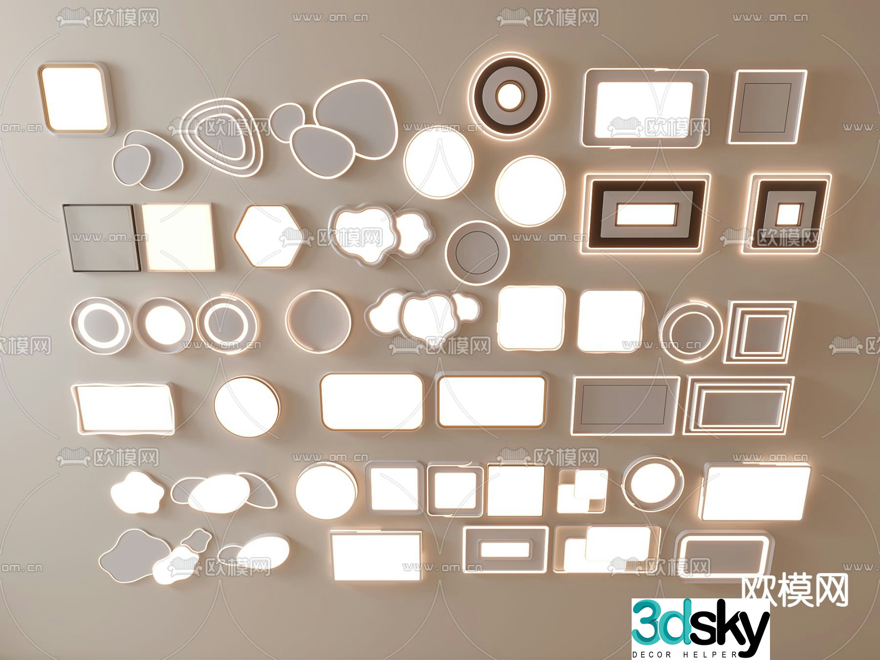 Geometric ceiling lamp bedroom lamp 3d model