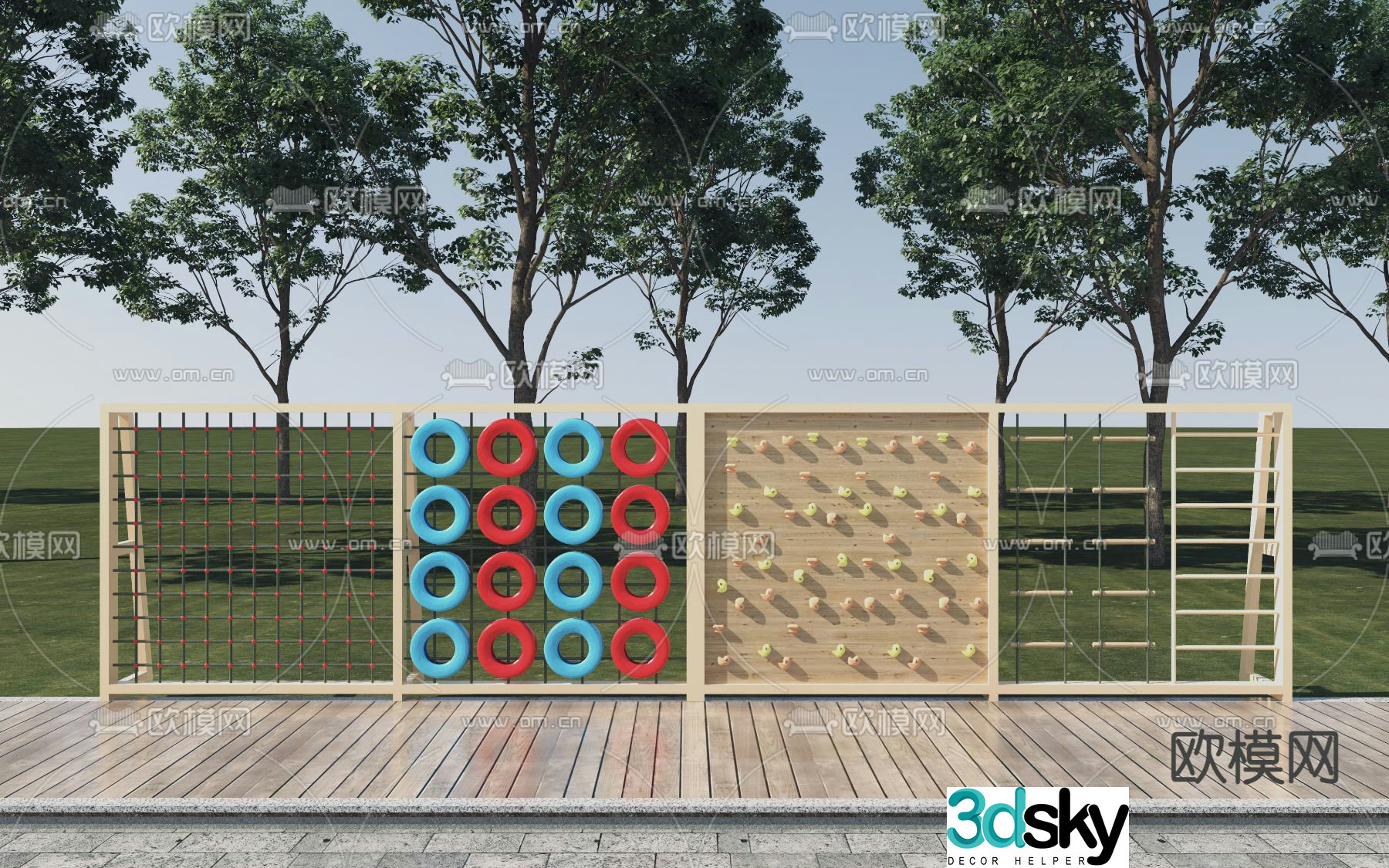 Children's climbing wall landscape sketch 3D model