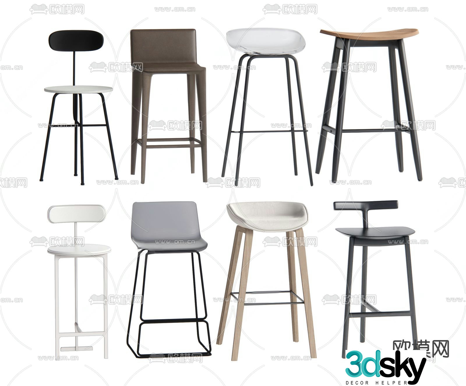 Modern bar stool bar stool high stool 3d model